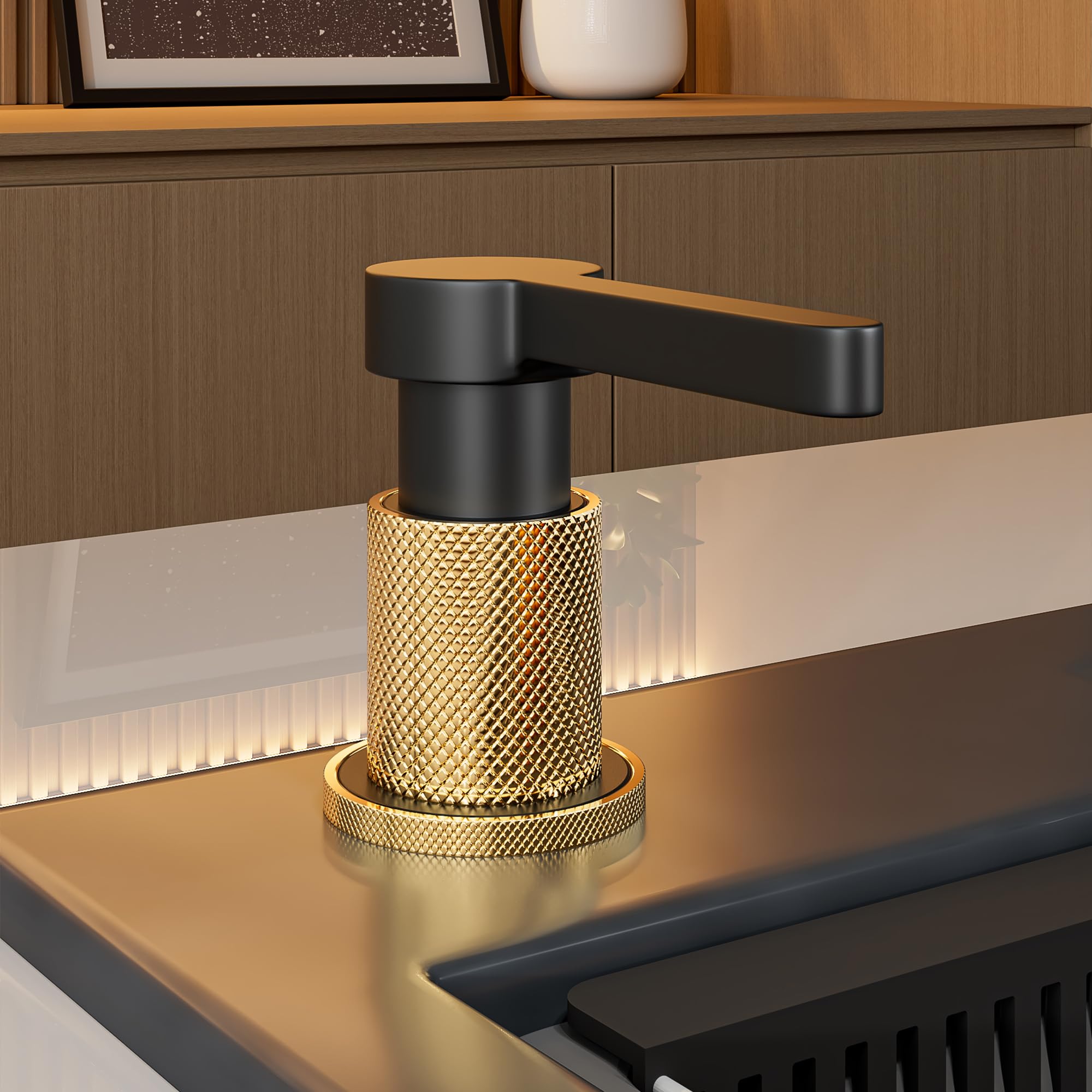 TYESTAND SD-80 All Brass Sink Soap Dispenser for Kitchen Sink Copper Pump Built in Dish Soap Dispenser with 17.6 oz(520ml) Bottle and 59"(1.5m)