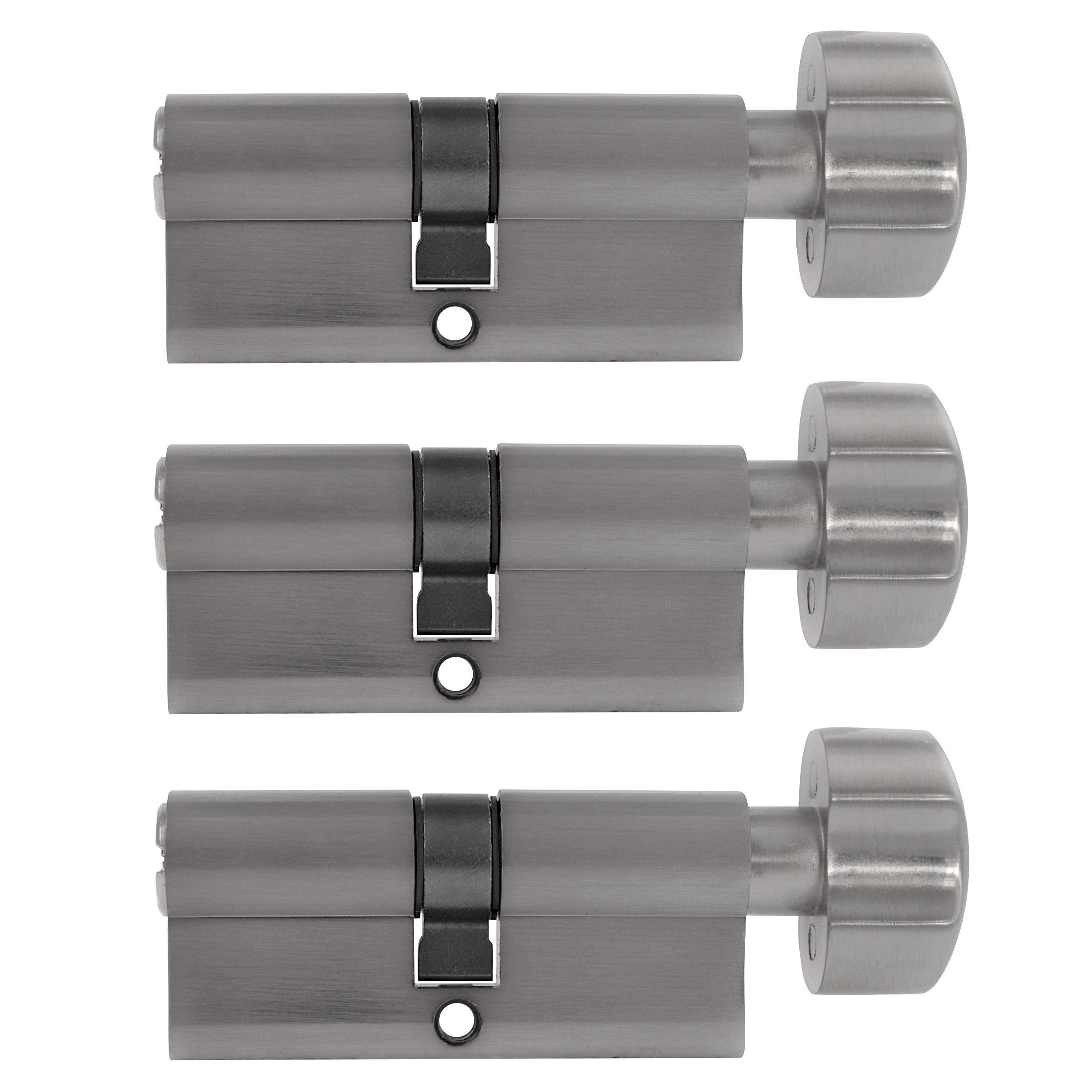 3 x Serrures à cylindre avec bouton KS 80 mm à fermeture simultanée et 15 clés (40 x 40)