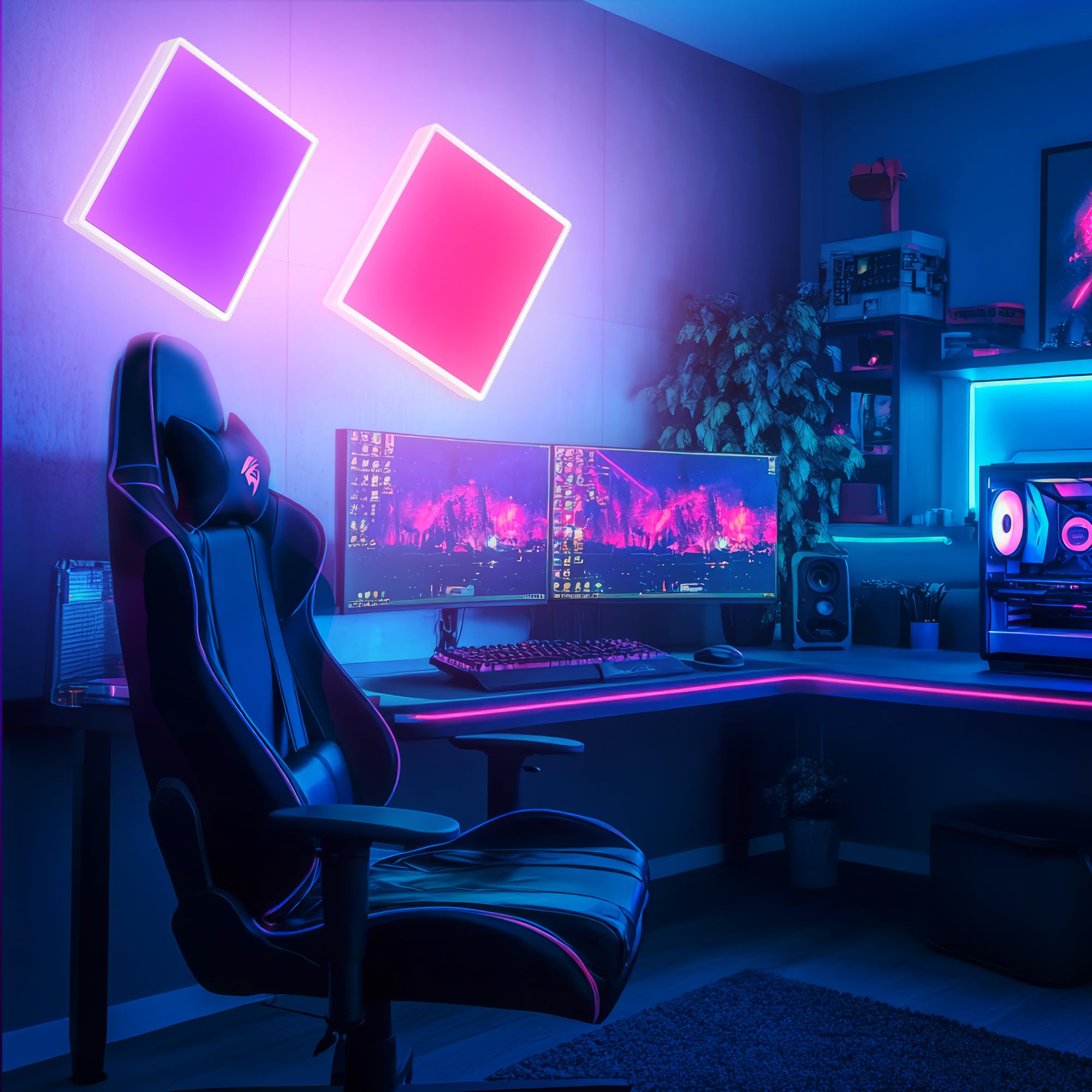 BRILONER - LED Deckenlampe flach Smart Home, funktioniert mit Alexa, buntes RGB+W Licht, Lampe, Deckenleuchte, Wohnzimmerlampe, LED Panel, Schlafzimmerlampe, 42x42x3 cm, Weiß