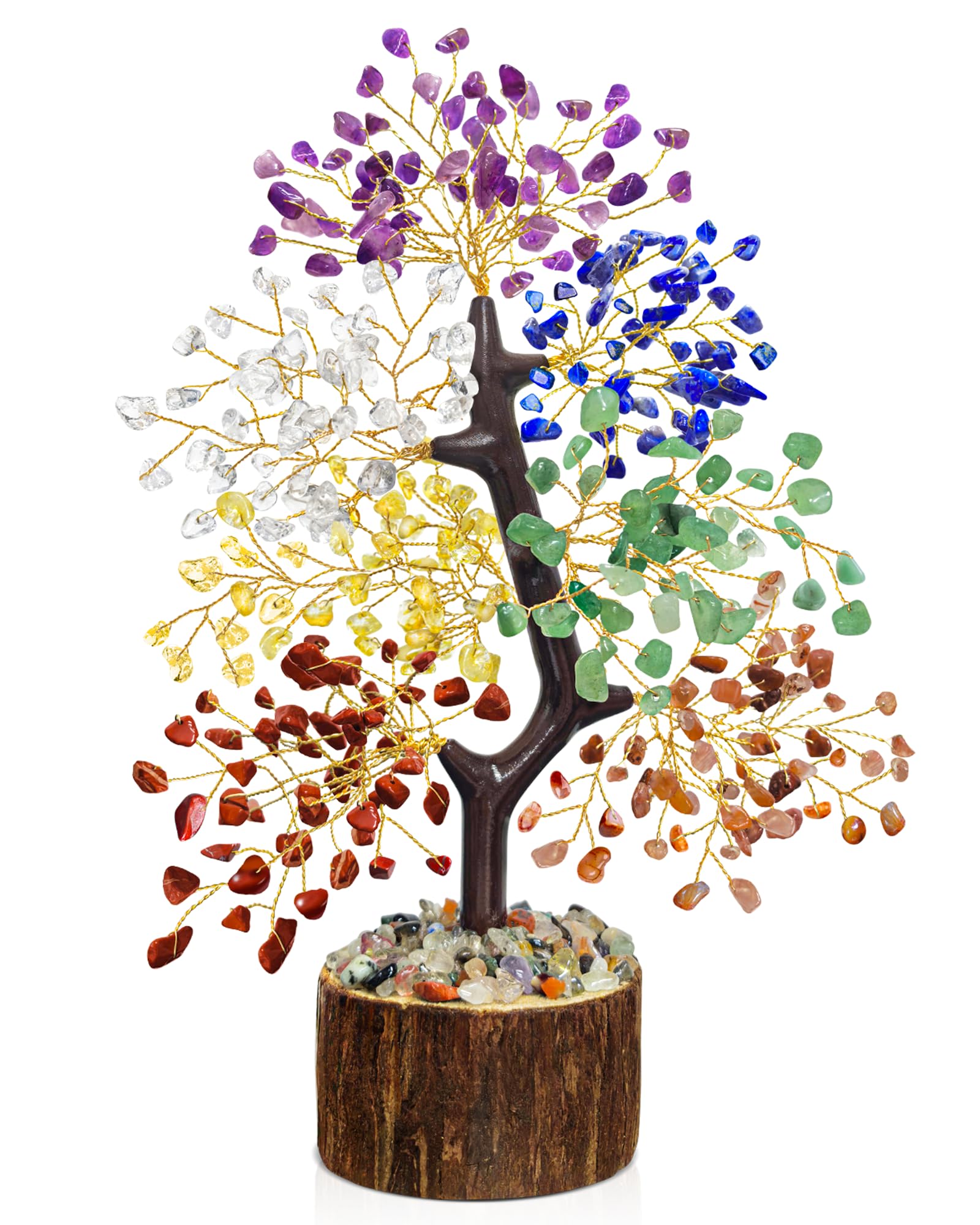 7 Chakra Crystal Tree of Life, Handmade Crystal Decor for Desk, Home Office & Meditation Room, Meaningful and Calming Gemstone Tree,Housewarming, Birthday Gifts for Women, Mom
