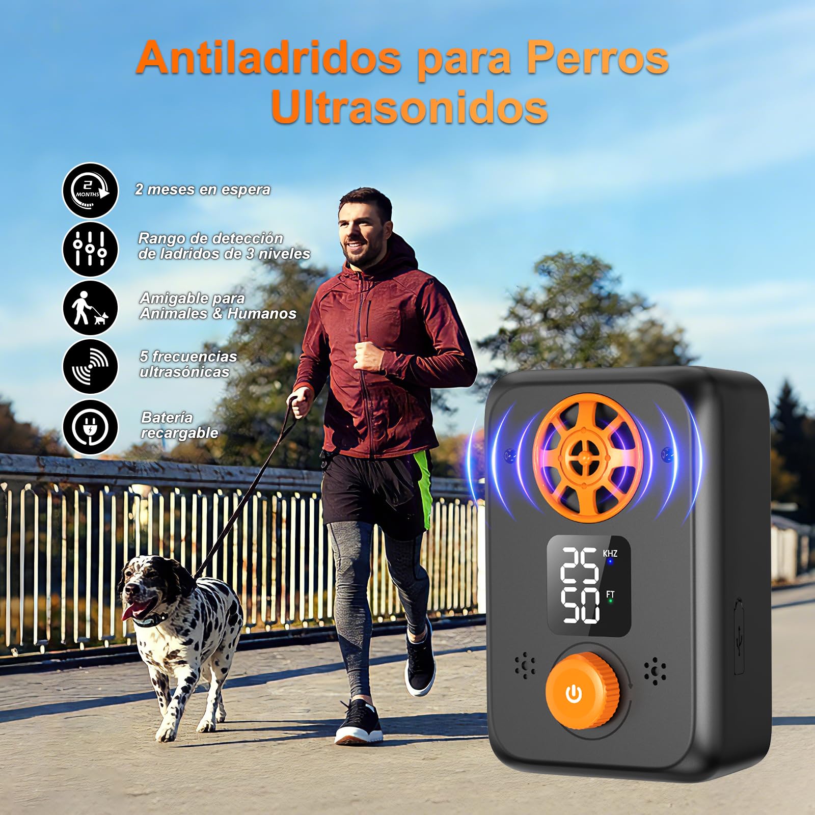 Antiladridos para Perros Ultrasonidos - Dispositivo Repelente con 5 Frecuencias, 3 Modos y Auto Detención Efectivo para Interior y Exterior