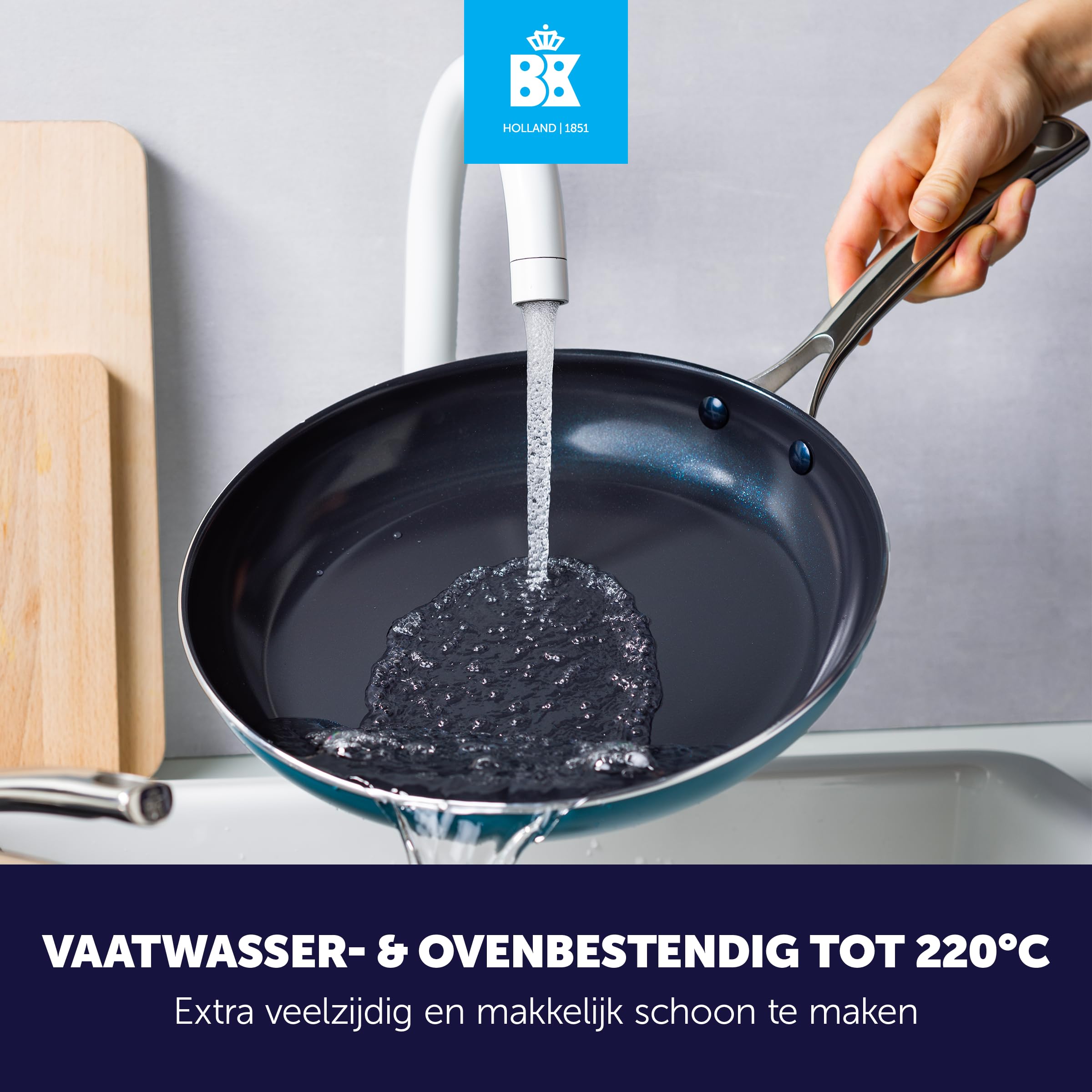 BK Cookware Balans Keramische Koekenpan met Antiaanbaklaag, 26 cm, Inductie, PFAS-vrij, Ovenbestendig tot 160 °C, Vaatwasmachinebestendig, Grijs