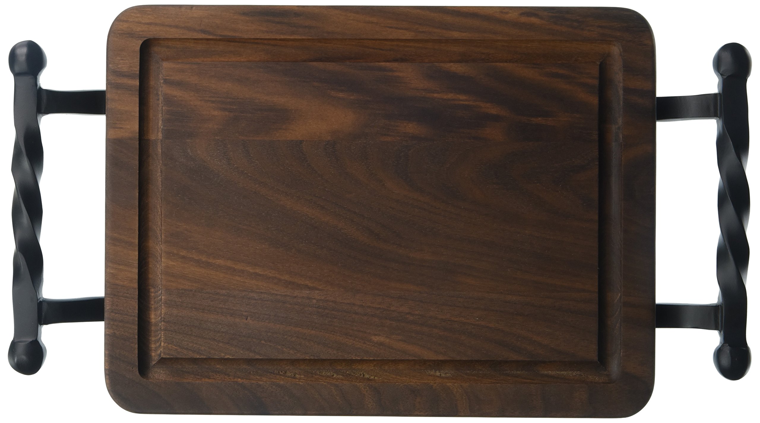 BigWood Boards W200-STWB-NI Thick Bar/Cheese Board Black with Twisted Ball Handle, 9-Inch by 12-Inch by 3/4-Inch, Monogrammed "BLANK ", Walnut