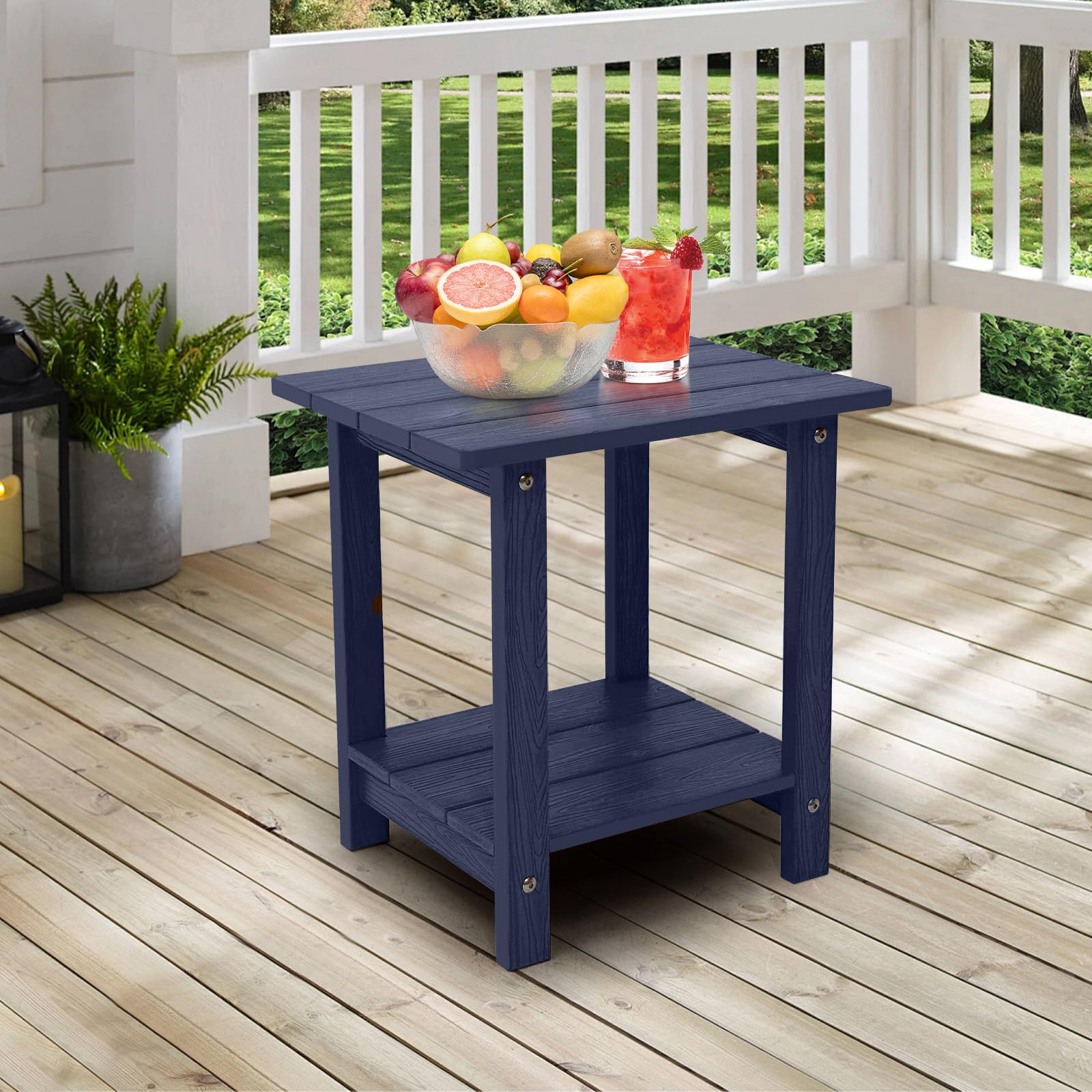 Mesa auxiliar para exteriores, mesa auxiliar Adirondack doble pequeña resistente a la intemperie, mesa auxiliar para interiores y exteriores para silla Adirondack, mesa de patio de 17 pulgadas 5