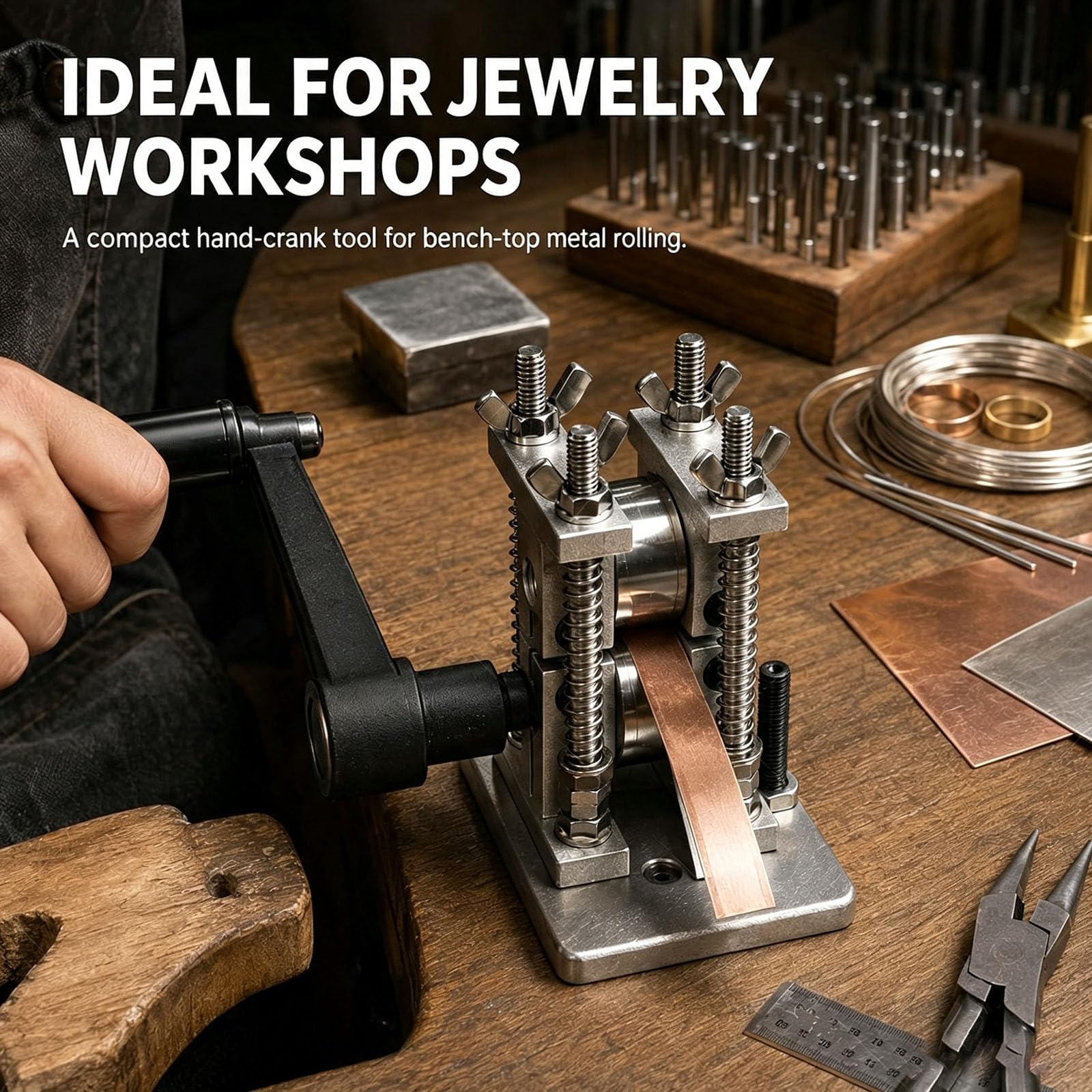 Laminoir Manuel pour Bijoux, Presse à Métaux en Acier Inoxydable, épaisseur Réglable, Fabrication De Bijoux Artisanaux, pour Laminer l'or, l'argent, Le Laiton Et Le Cuivre