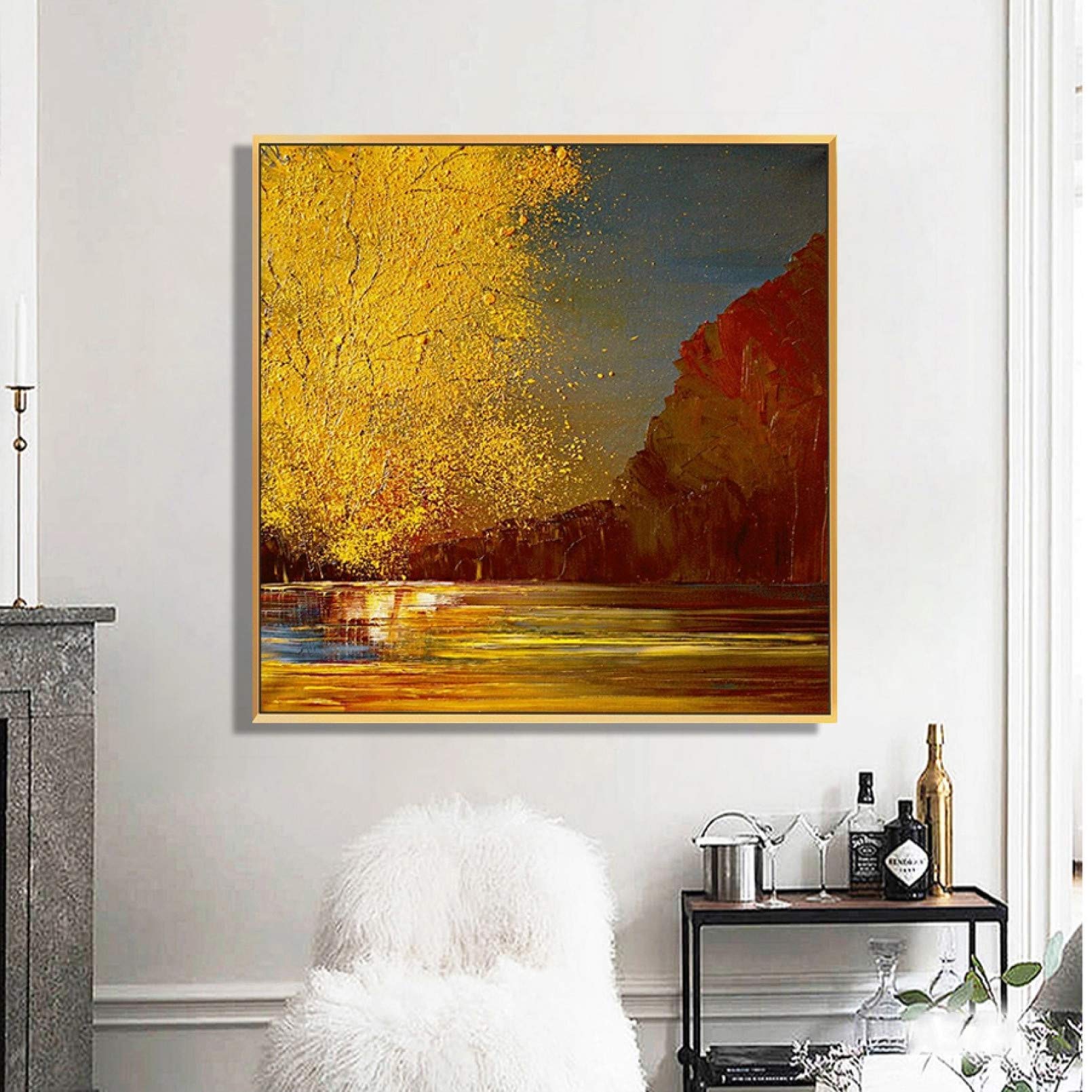BAJIE Malerei handgemalte abstrakte goldene Sonnenuntergang Malerei auf Leinwand Wandkunst Wandschmuck Bilder Malerei für Wohnzimmer Home Decor