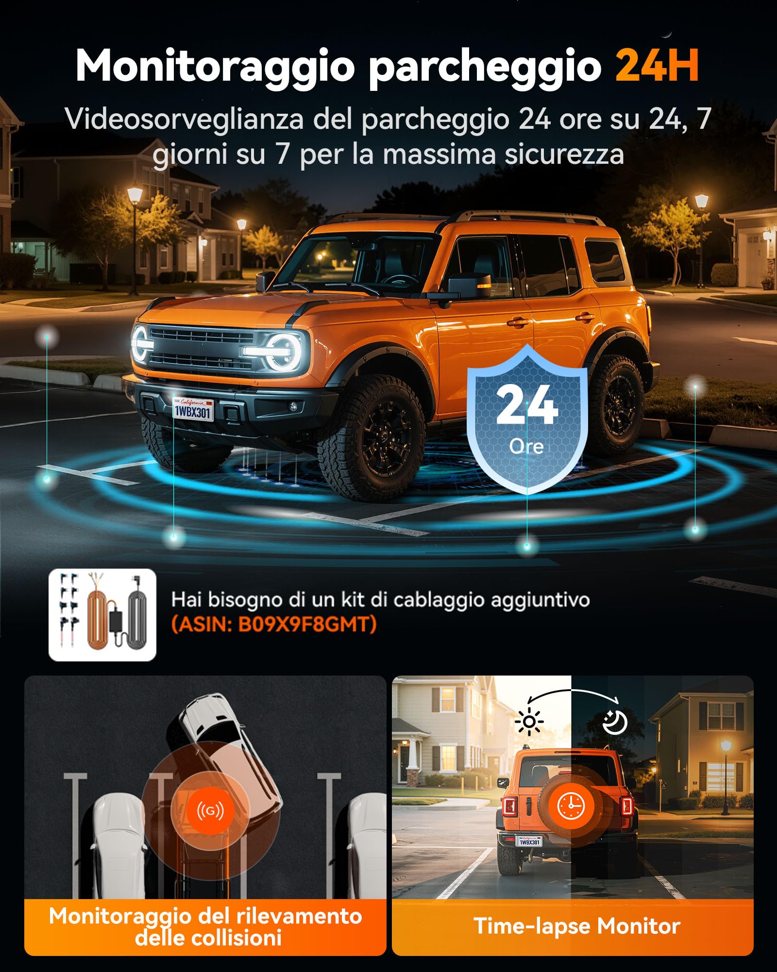 WOLFBOX 2,5K & 60FPS Dashcam Auto, STARVIS 2, Scheda 64GB, WiFi 5,8 GHz | IMX675 con ADAS, 2,5 K + 1080P 5MP Dual Dashcam Auto Anteriore Posteriore, GPS, Touchscreen, Supporta Fino a 512 GB (X3)