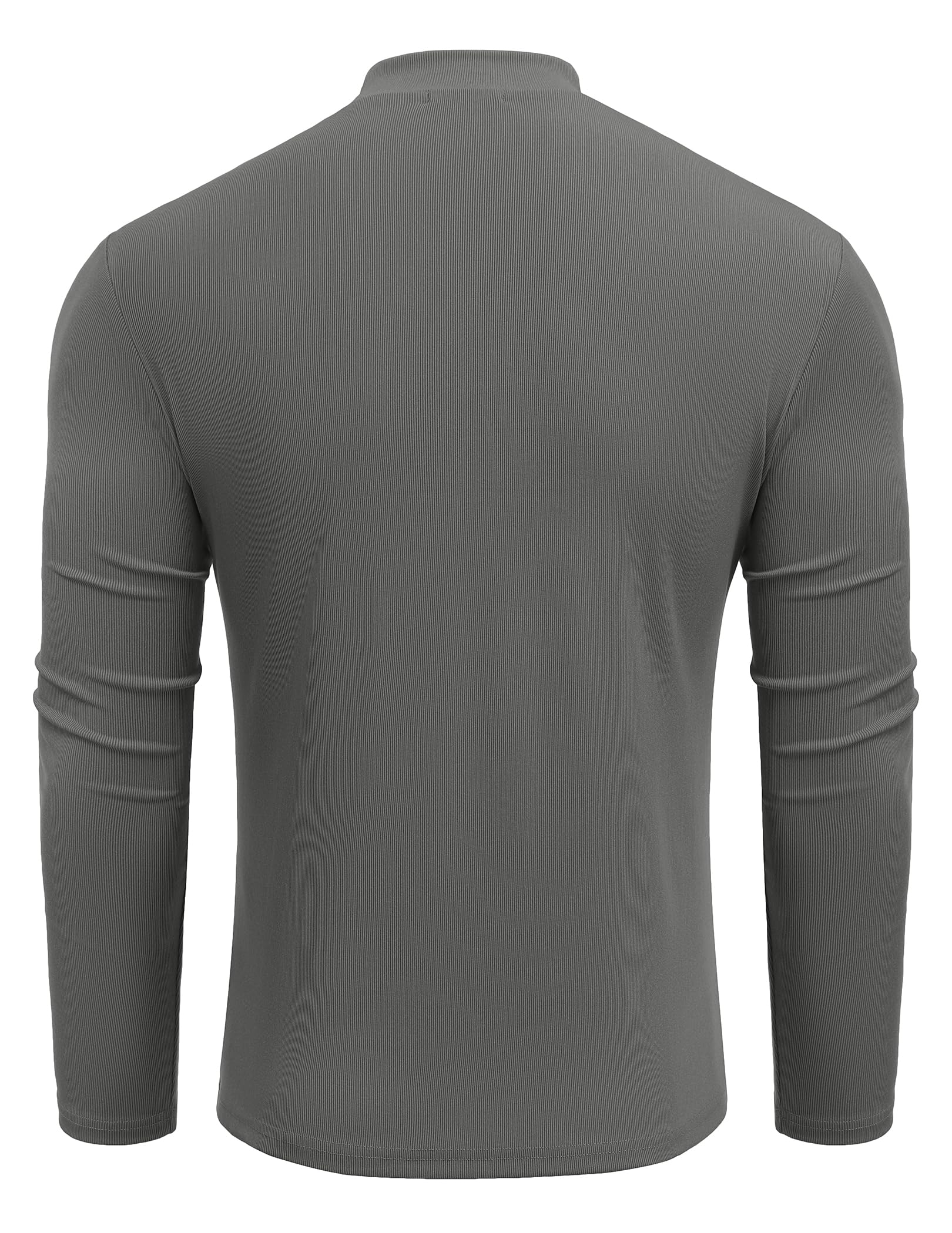 COOFANDY Camicia da uomo a collo alto a maniche lunghe slim fit basic t-shirt leggera a costine maglione pullover
