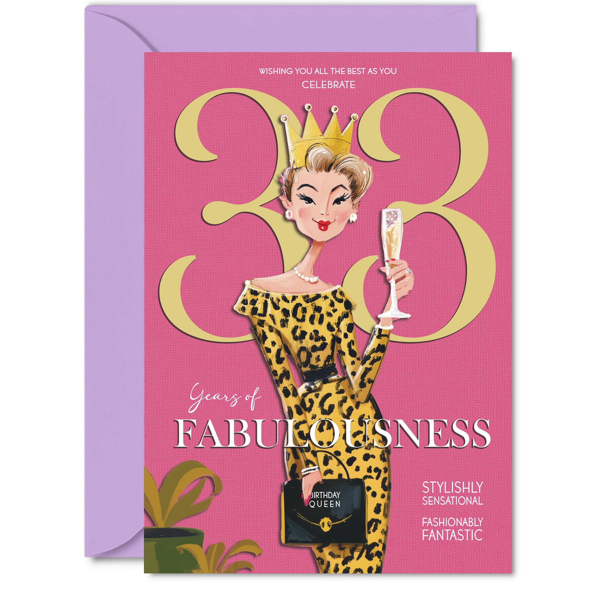 33rd Birthday Cards for Women - Years Of Fabulousness - Happy Birthday Card for 33 Year Old Woman Friend Cousin Auntie Colleague, 5x7 Inch Bday Greeting Cards