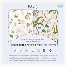 TotAha Premium Soft Bassinet Sheet for Boy Girl, Super Stretchy Jersey Knit Bassinet Fitted Sheet, Compatible with Halo, Maxi COSI, Mika Micky, SNOO, and Other Bassinet, 2 Pack Happy Zoo & Jungle