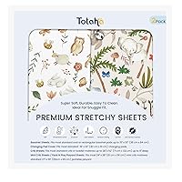 Vista 26 de TotAha Paquete de 2 sábanas de cuna de animales de la selva para niñas y niños, sábana bajera para cuna neutra para colchón estándar de cuna
