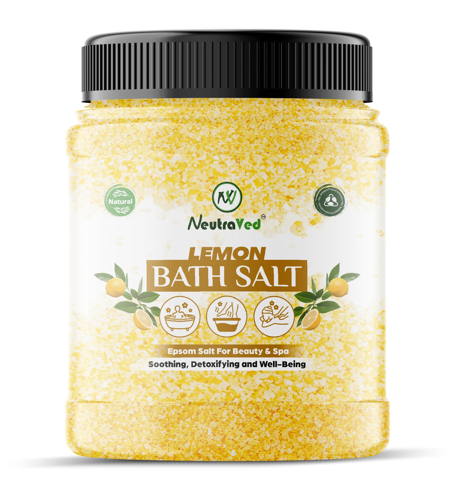 NeutraVed Lemon Infused Epsom Salt 500g – Soothing Bath & Foot Soak for Pain Relief - 500gm-image-27