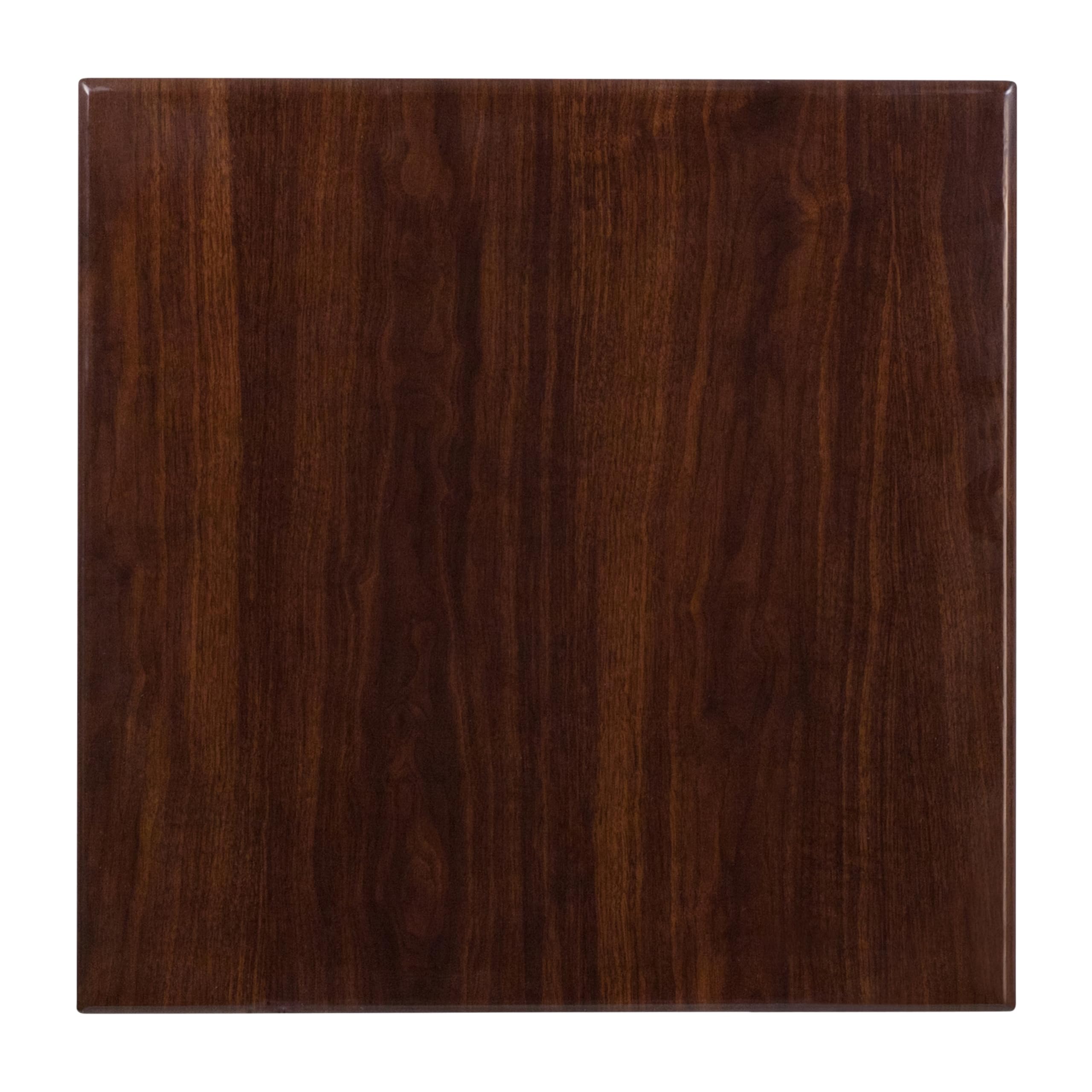 Flash Furniture Glenbrook 24'' Square High-Gloss Walnut Resin Table Top with 2'' Thick Drop-Lip