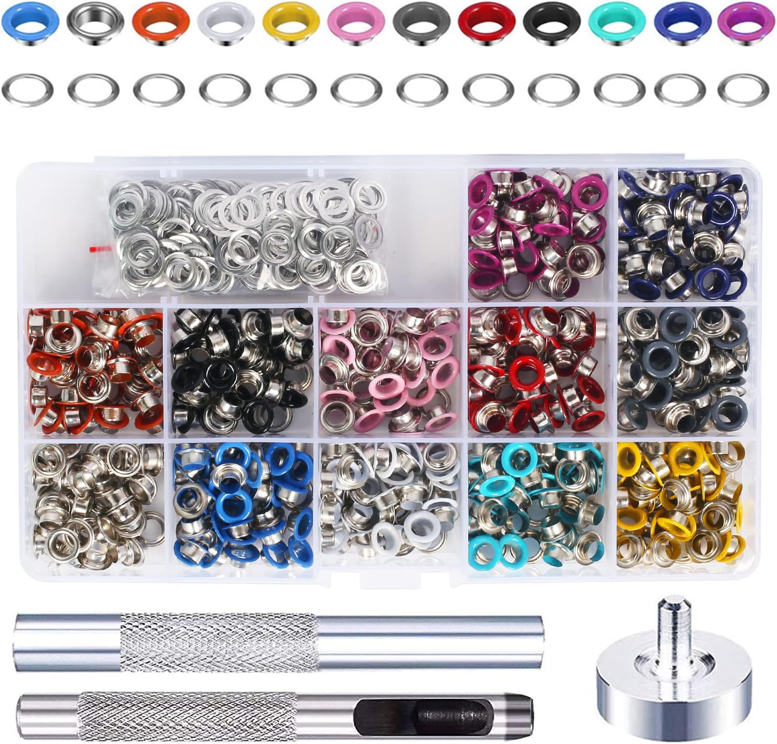 360 Stück Ösen Set In 12 Farben - 6mm Metallösen Mit Werkzeug Für DIY Projekte