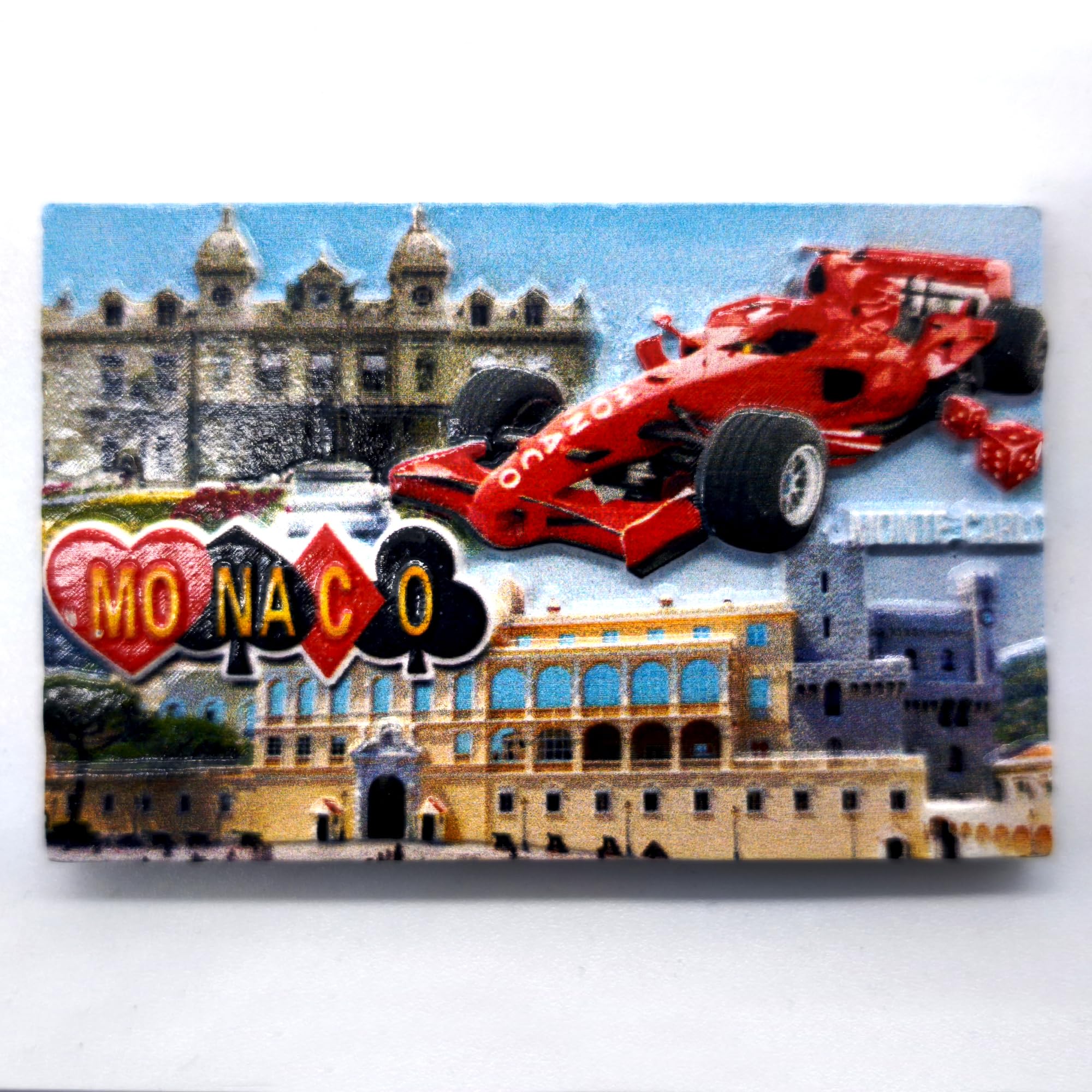 Monaco 3D Fridge Magnet Monte Carlo Grand Prix Souvenir with Formula Race Car 7 cm Collectible Travel Keepsake Magnet — image 1