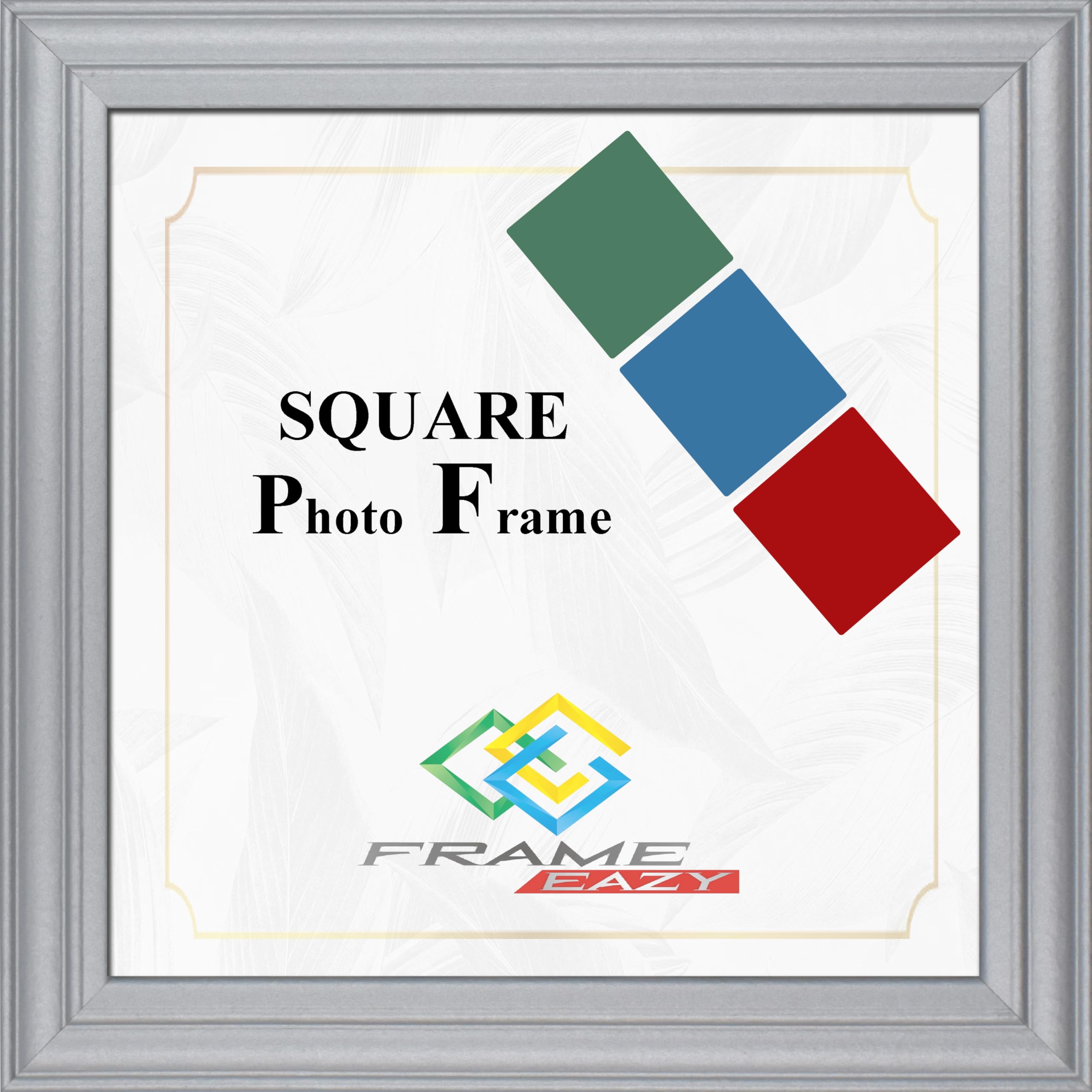 FRAME EAZY 12"x12" Square Photo Frame Silver - Antique Style Square Picture Poster Frames With Safe Perspex Front & Wall Mounting Hooks - Square Frame Silver, 12x12 Inch (30.5 x 30.5cm)