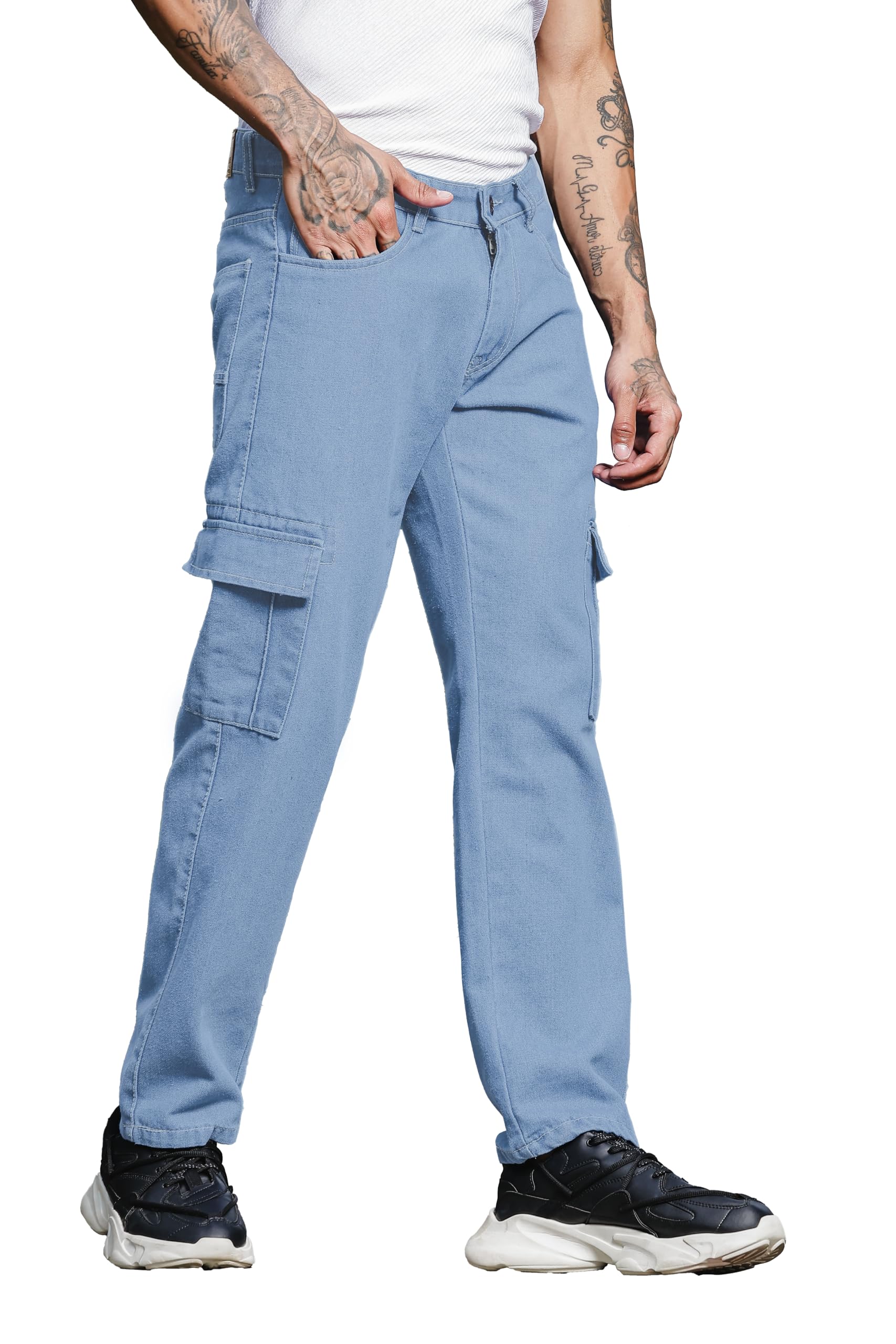 ragzo Men's Cargo Denim Oversized Loose Baggy Fit Jeans Pants for Men-picture-25
