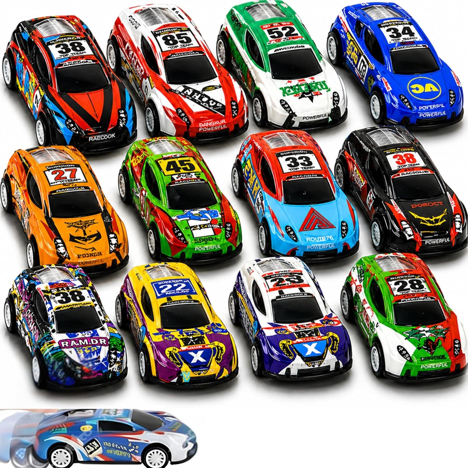 Crafts and Toys 2 Pcs Pull Back Cars for Kids Metal Alloy Mini Racing Diecast Car Toy Play Set Strong & Durable High Speed Vehicle Gift Pack for Boys Birthday Return Gift (Racing Cars)(N587)-image-36