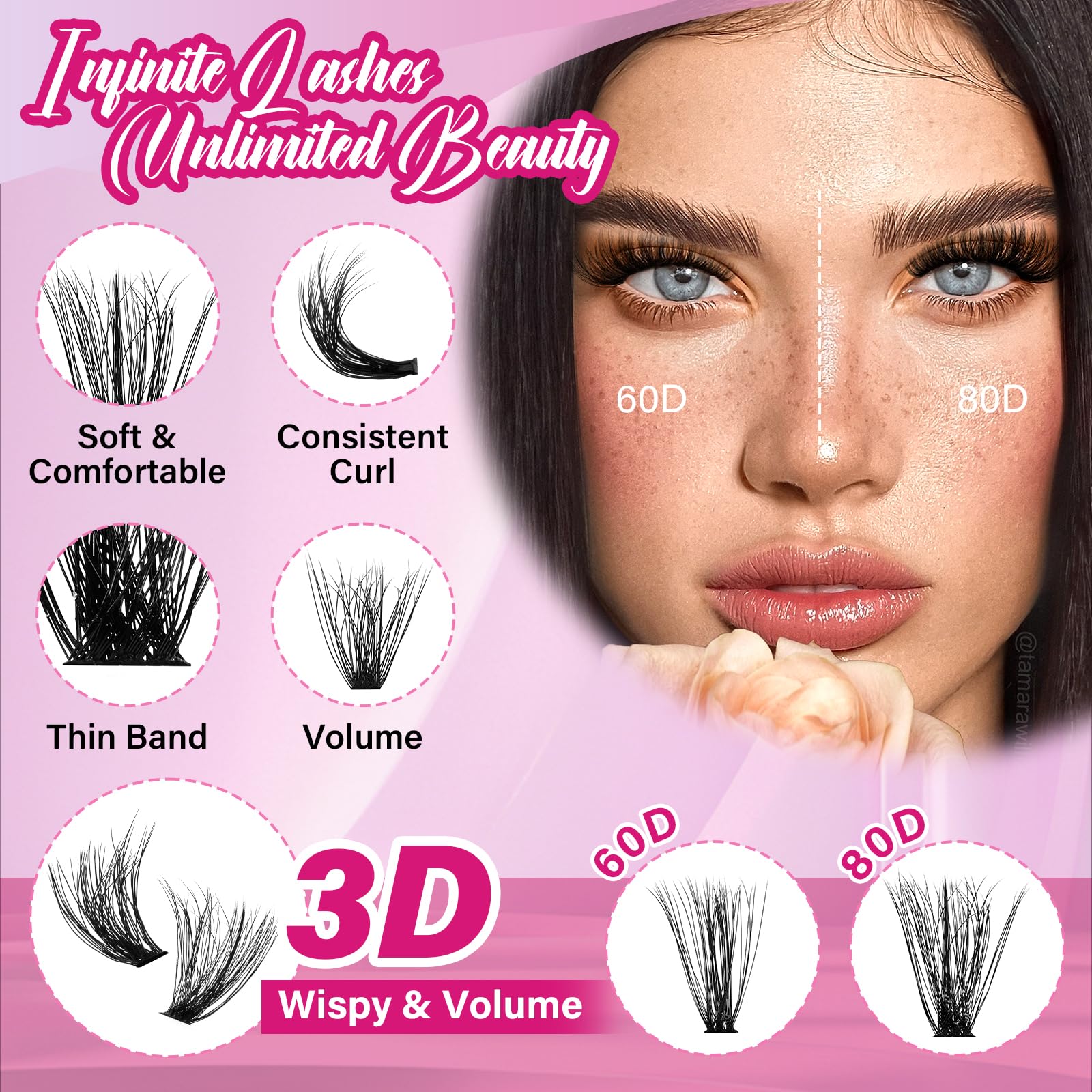 240 Pcs Cluster lashes Kit with 3D Lash Clusters Lash Bond and Seal Lash Tweezers DIY Cluster Eyelash Extensions Kit Easy to Apply at Home (60D+80D-D-8-16mix Kit) - Image 3