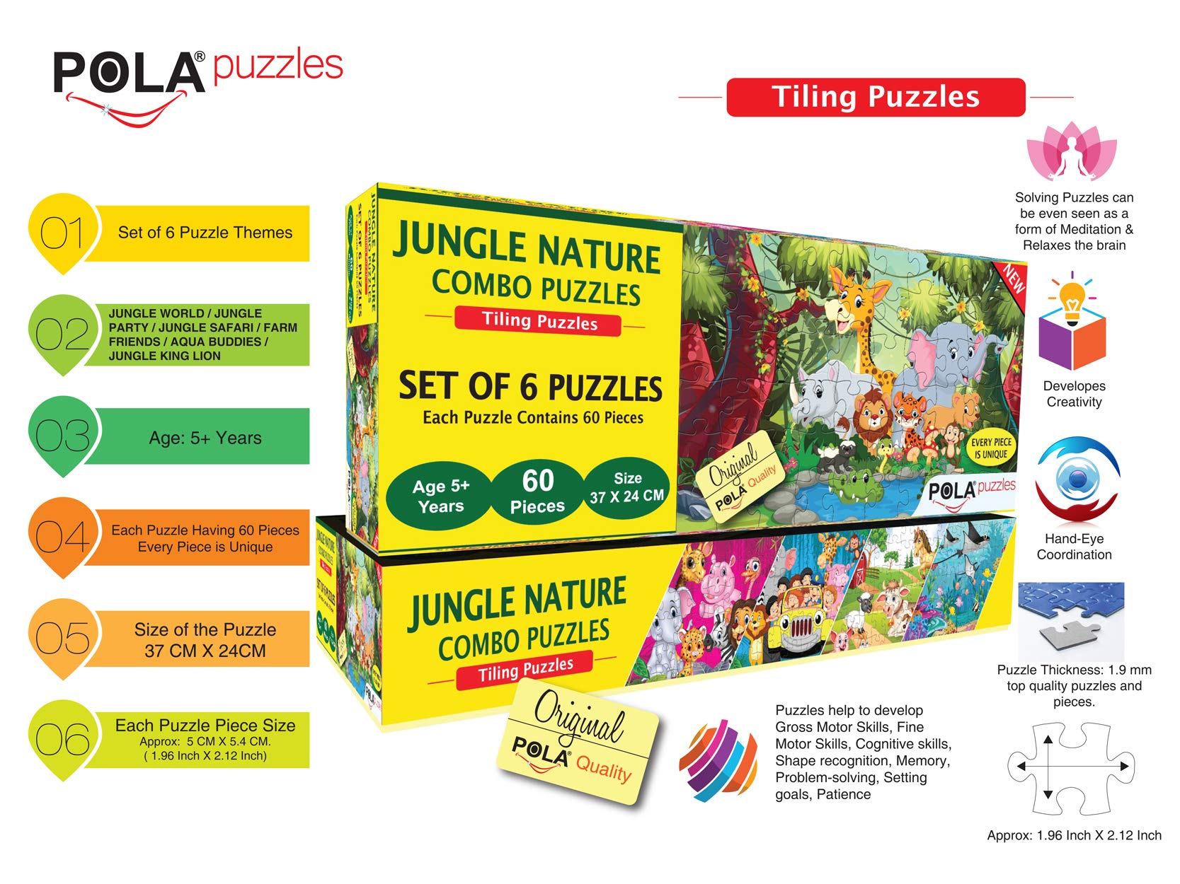 Pola Puzzles Jungle Nature Super Combo Set of 6 Jigsaw Puzzles for Kids Age 5 Years and Above Multicolour Size: 37 CM X 24 CM 60 Pieces Puzzles (B07Q5XJXLM) Amazon Price History, Amazon Price Tracker