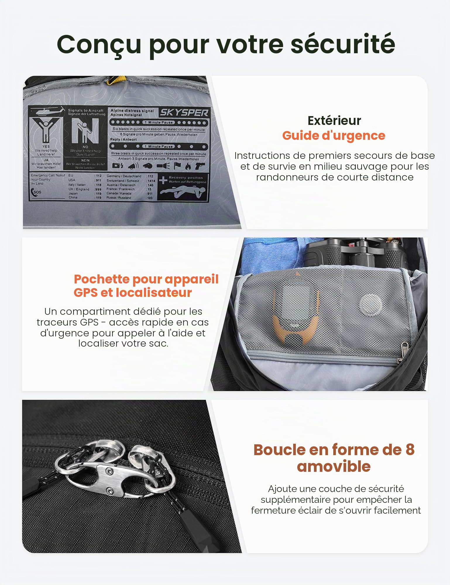 SKYSPER 22L Sac à Dos Randonnée Sac à Dos avec D'hydratation Dorsale | Sac à dos léger avec dos ventilé en maille respirante pour homme et femme randonnée, voyage, excursions d'une journée