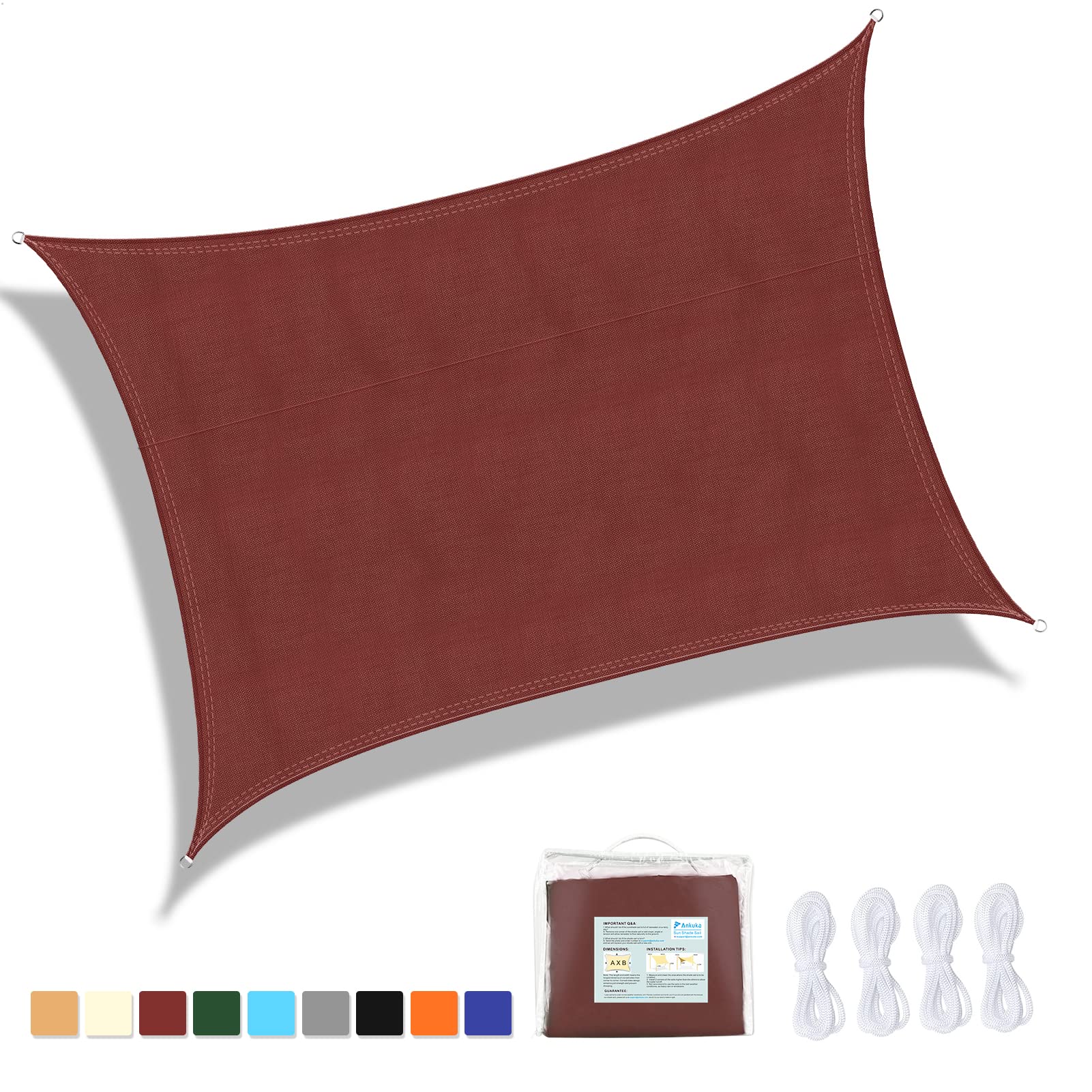 Tenda Da Sole Rettangolare 4x6m Ankuka - Impermeabile, UV 98%, Con Fune - Per Giardino, Terrazza, Campeggio - Foto 5