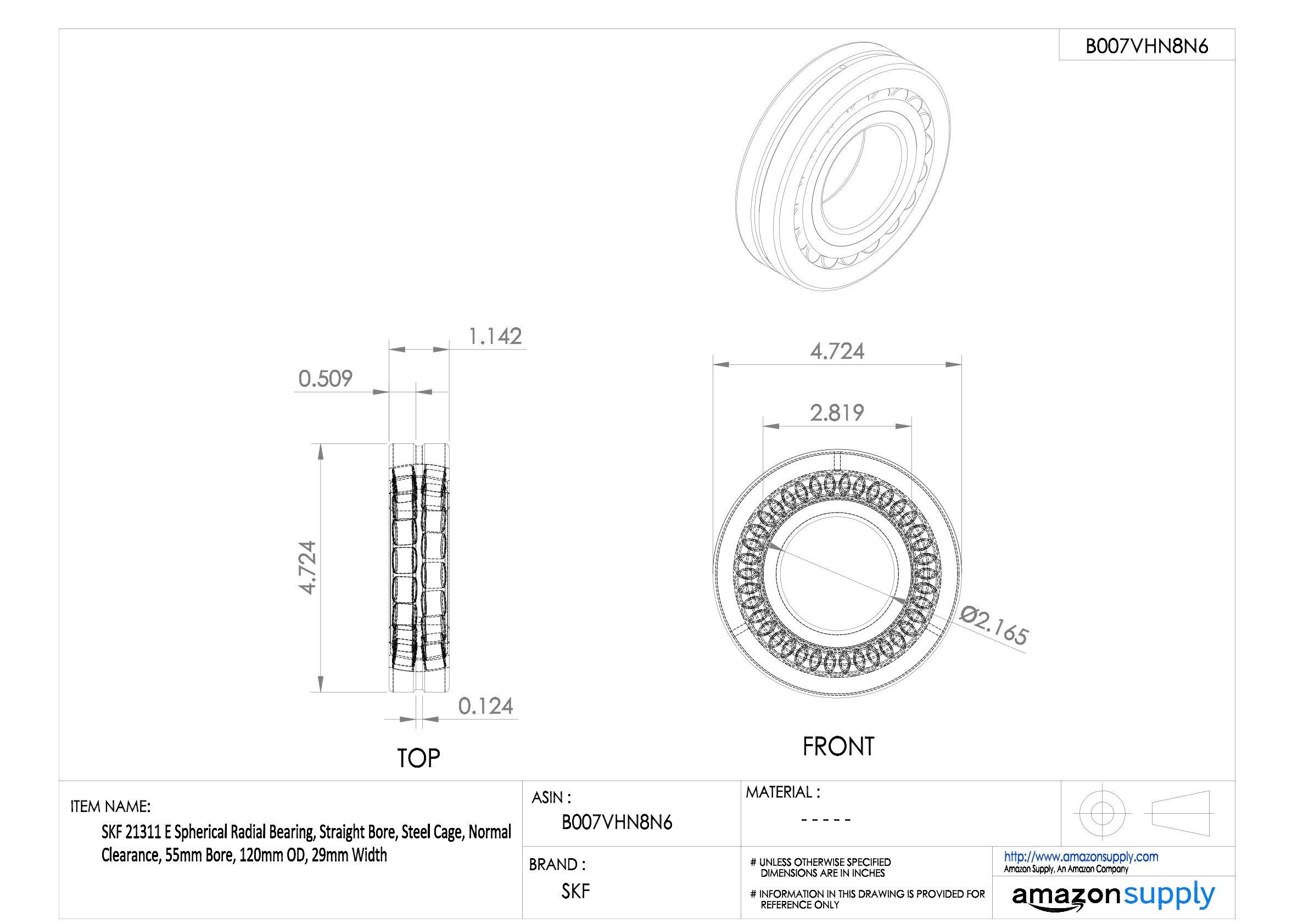 SKF 21311 E Roulement à rouleaux radiaux sphériques