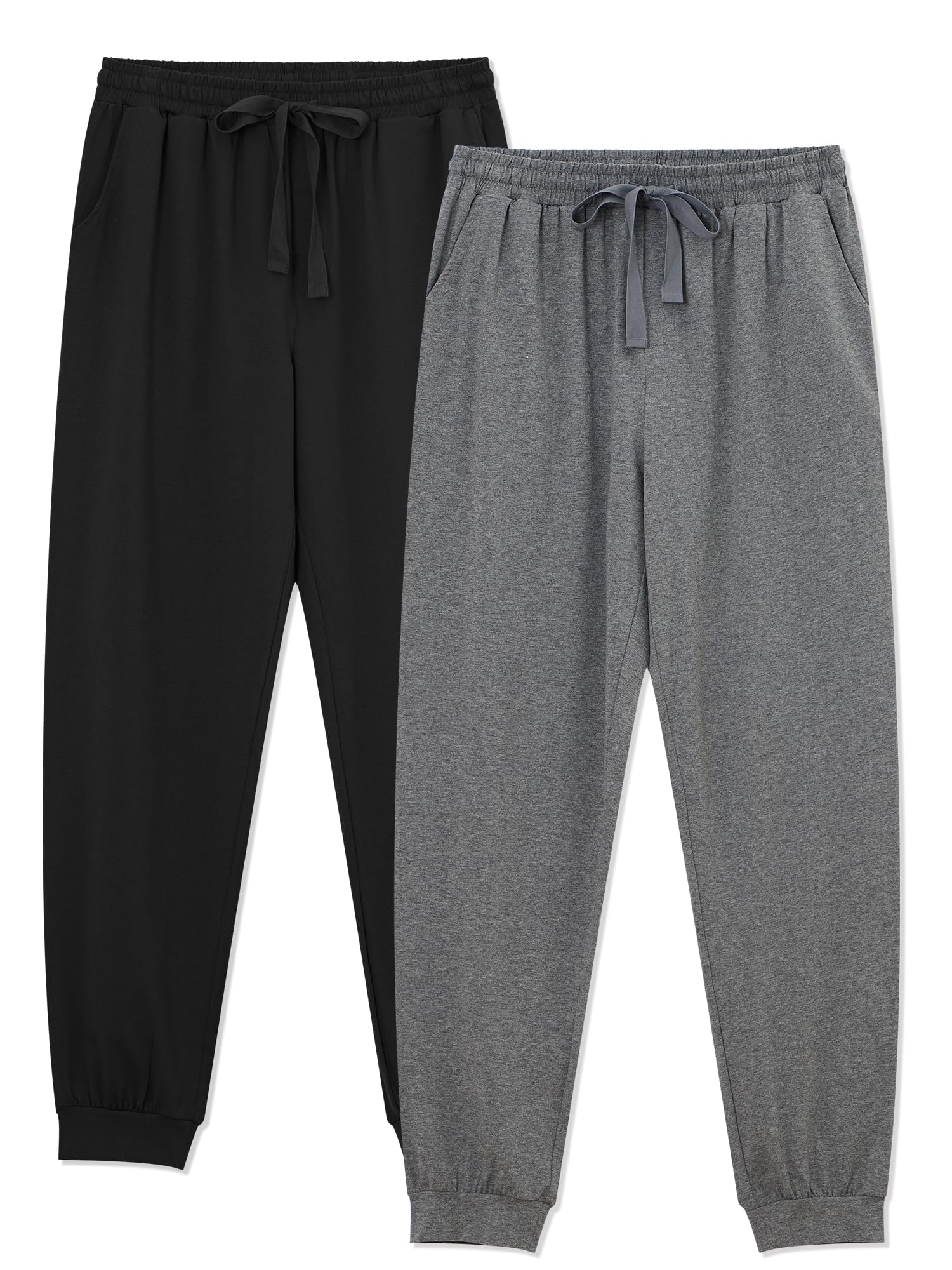 EA'S SECRET Men's 100% Cotton Pajama Bottoms Stretch Waist Soft Drawstring Sleep Lounge Pj Pants with Pockets