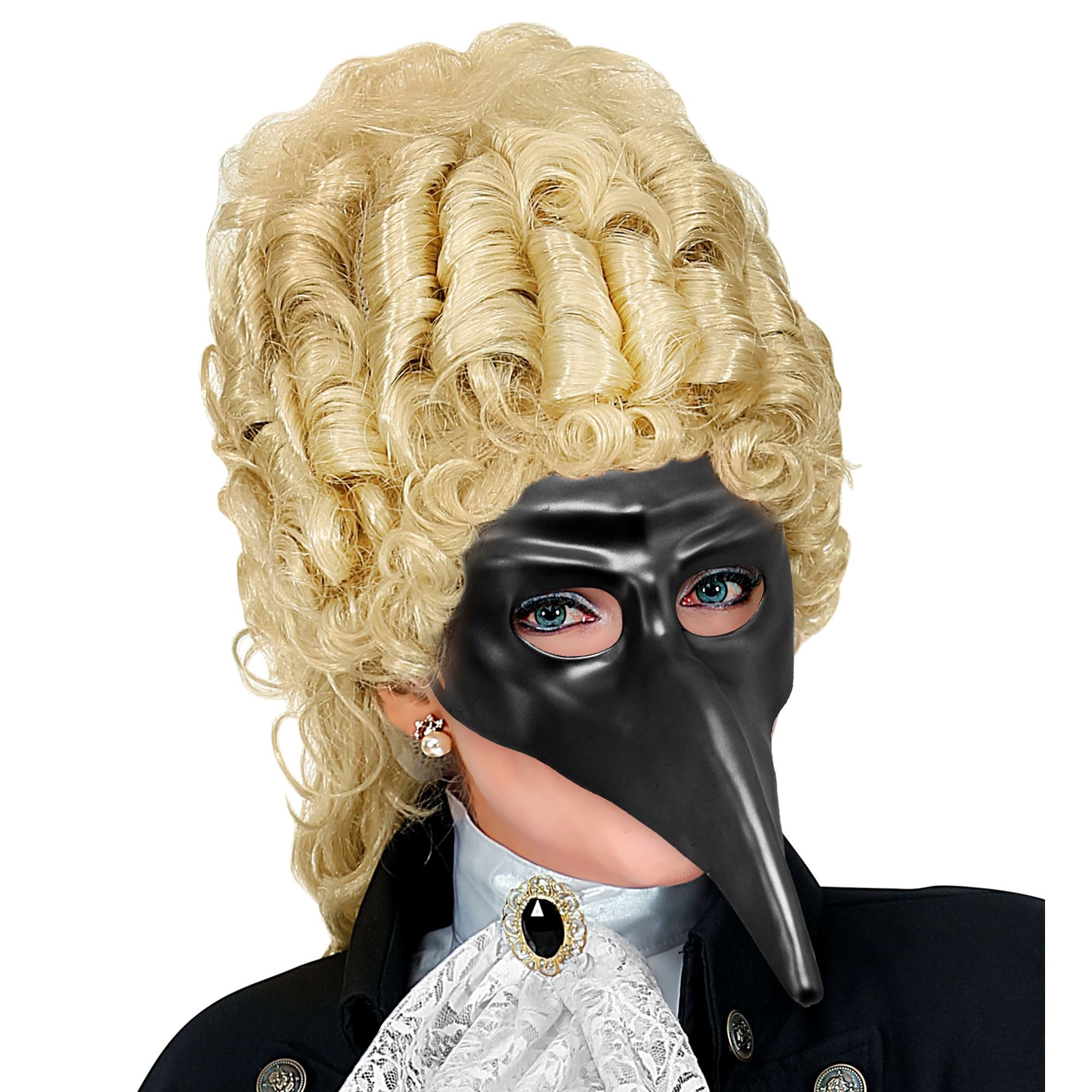 Widmann 46873 - Venetiaans masker voor volwassenen, unisex, kunststof, Venetiaans carnaval, themafeesten, één maat, zwarte kleur