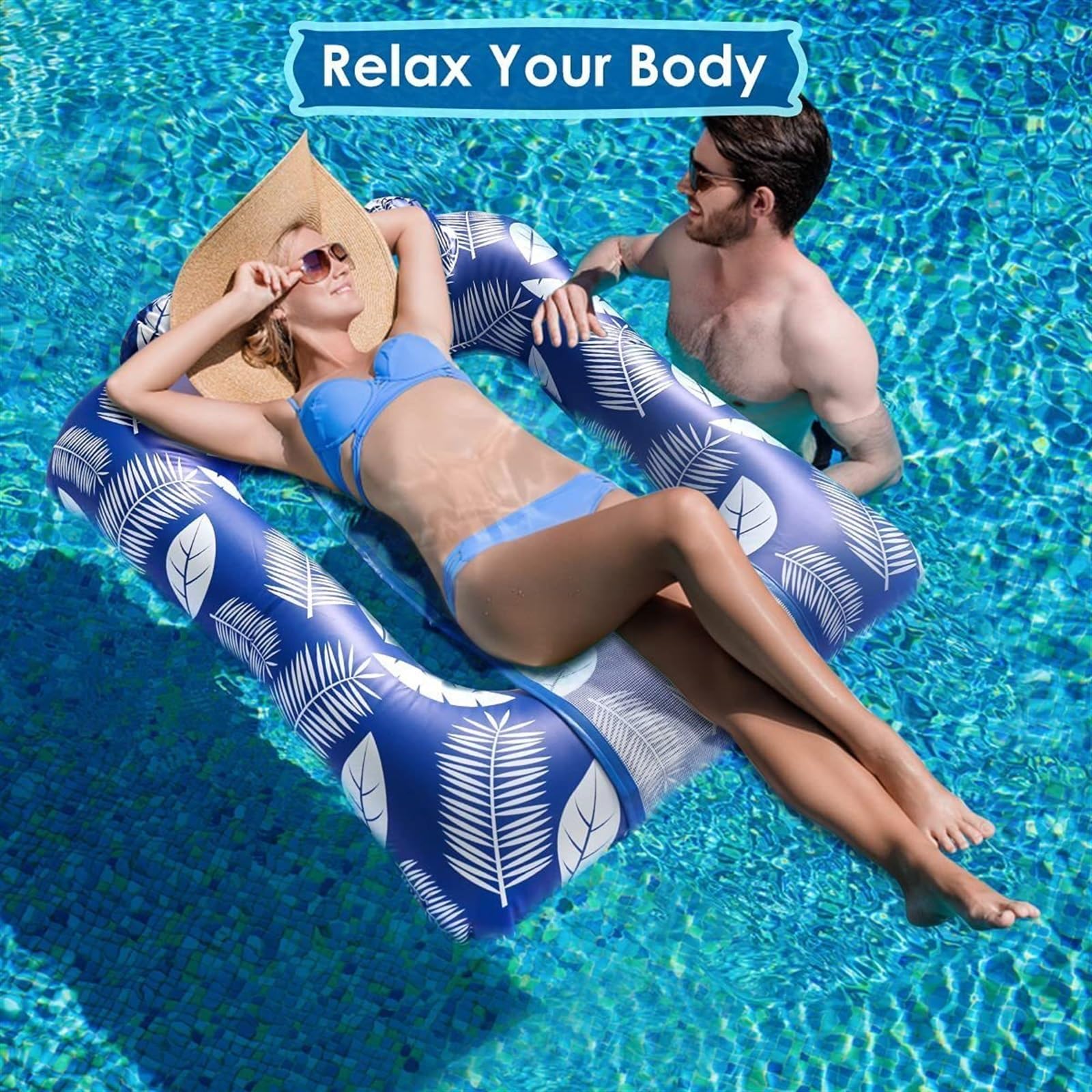 Flotteurs de Piscine pour Adultes Hamac à Eau Gonflable Chaise Flottante Portable Pliable lit Flottant canapé Accessoire de Natation Chaise d'eau Flottante