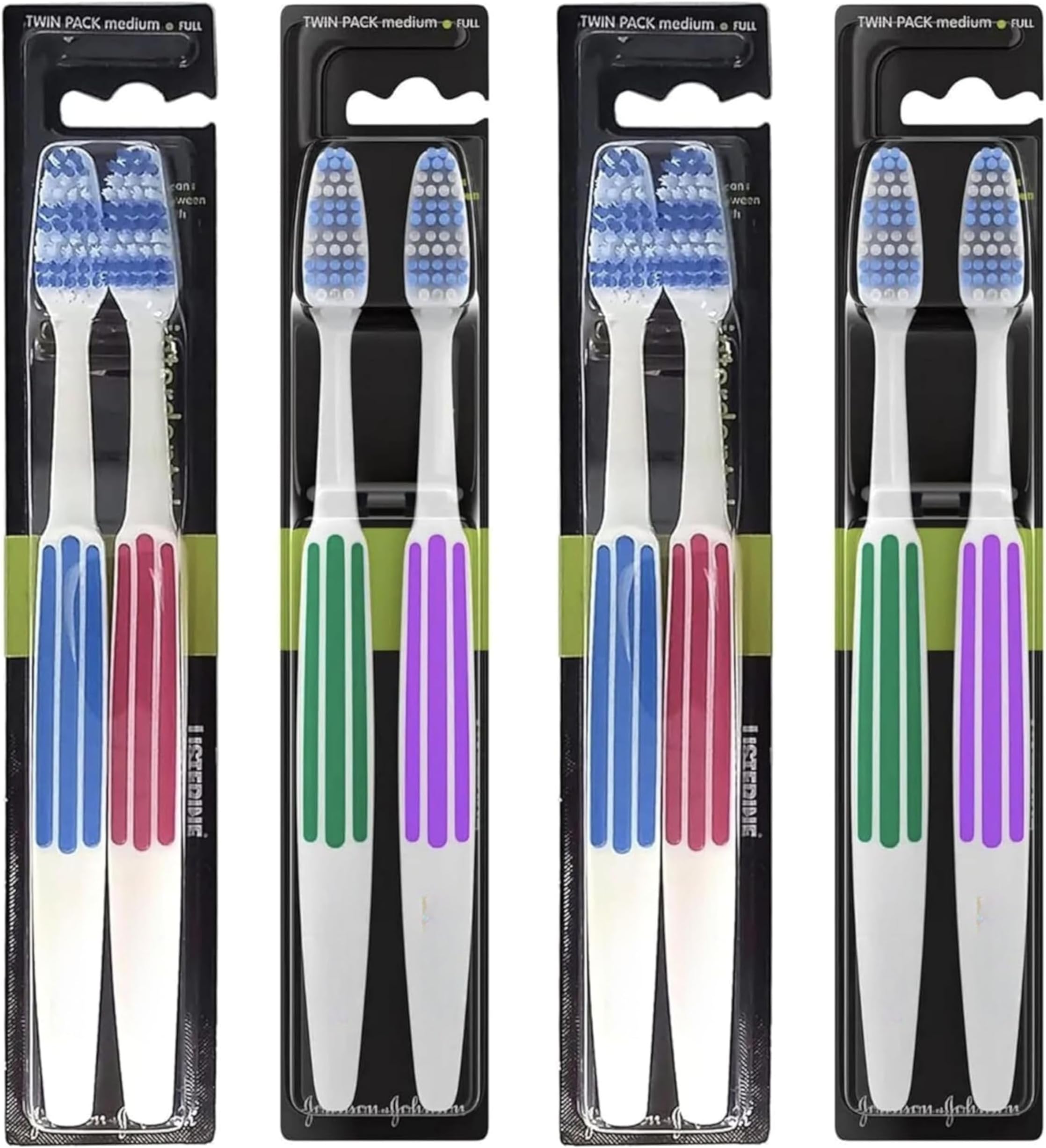 4 Pack Bundle - Reach Interdental Toothbrush Medium Full Head (4 x Twin Packs). (Medium)