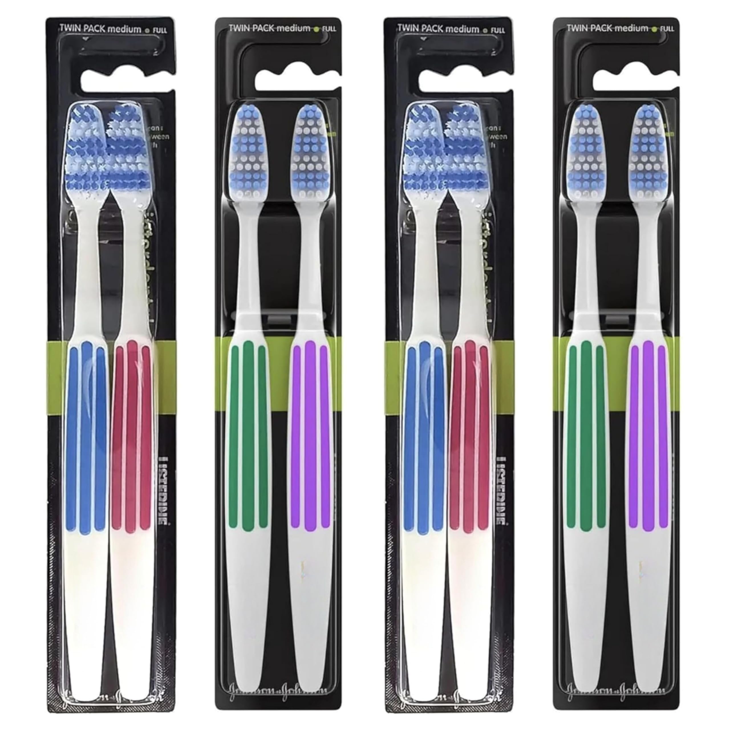 4 Pack Bundle - Reach Interdental Toothbrush Medium Full Head (4 x Twin Packs). A Hadco Bundle with a Hadco Toothbrush Travel Case Included. (Medium)