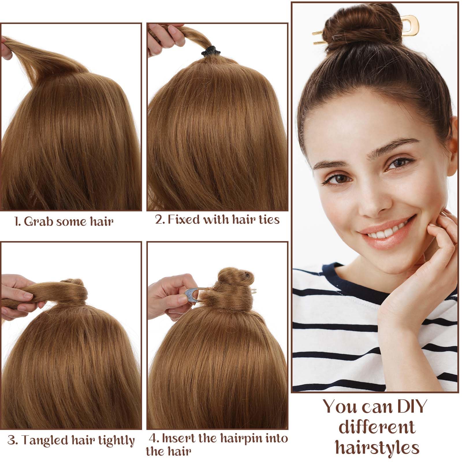 Tyqour 8Pcs Gold Twist Hair Pin French Hair Pin Metal French Hairpin U Shaped Hairpins Fork for Thick Hairs Hairstyling Accessories for Women - Image 3