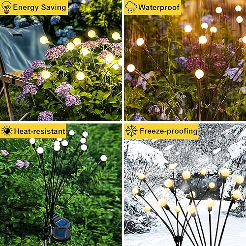 Miniatura 6 de HXWEIYE - Paquete de 4 luces solares de jardín con separador, 8 LED de luces solares oscilantes blancas cálidas con 2 modos de iluminación, se