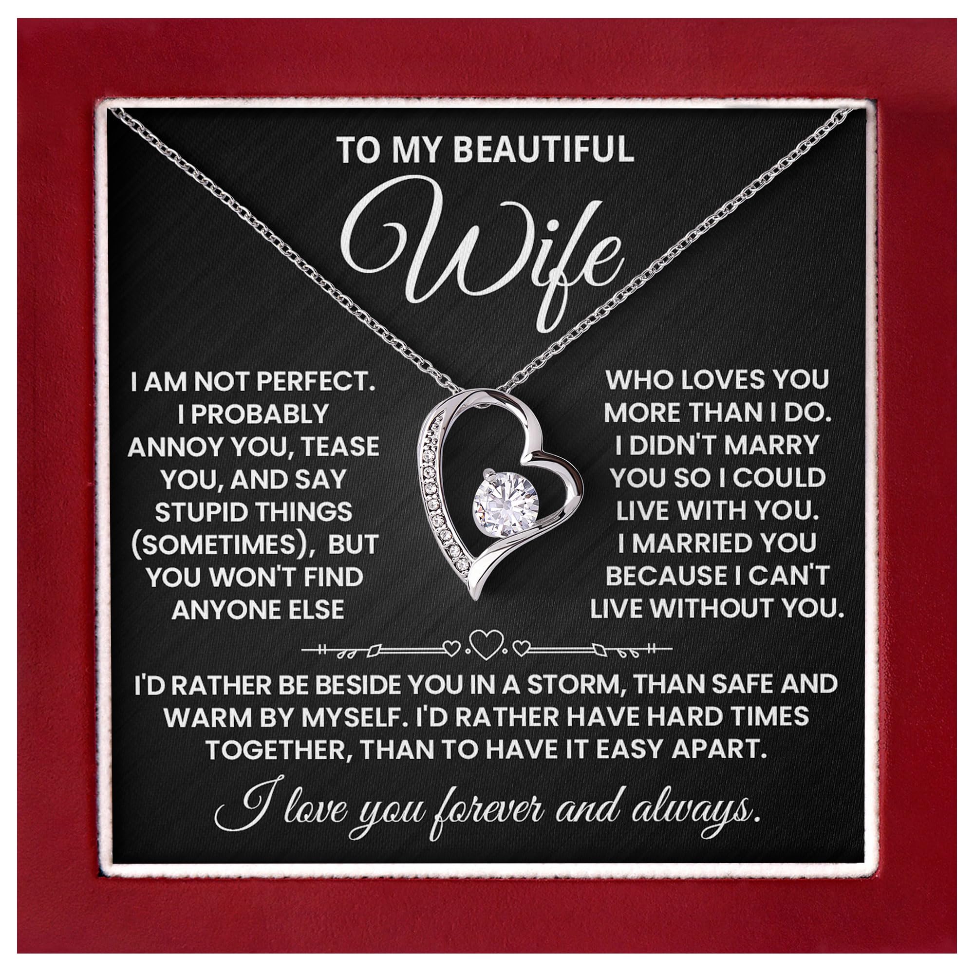 To My Wife Necklace From Husband, Necklace For Wife Anniversary Birthday Gifts From Husband, Jewelry Gifts Forever Love Knot Necklaces With Heartfelt