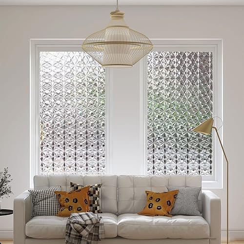 Miniatura 3 de Película de ventana de diamantes 3D, película de privacidad esmerilada, calcomanías decorativas de vinilo para ventana, adhesivos estáticos, sin