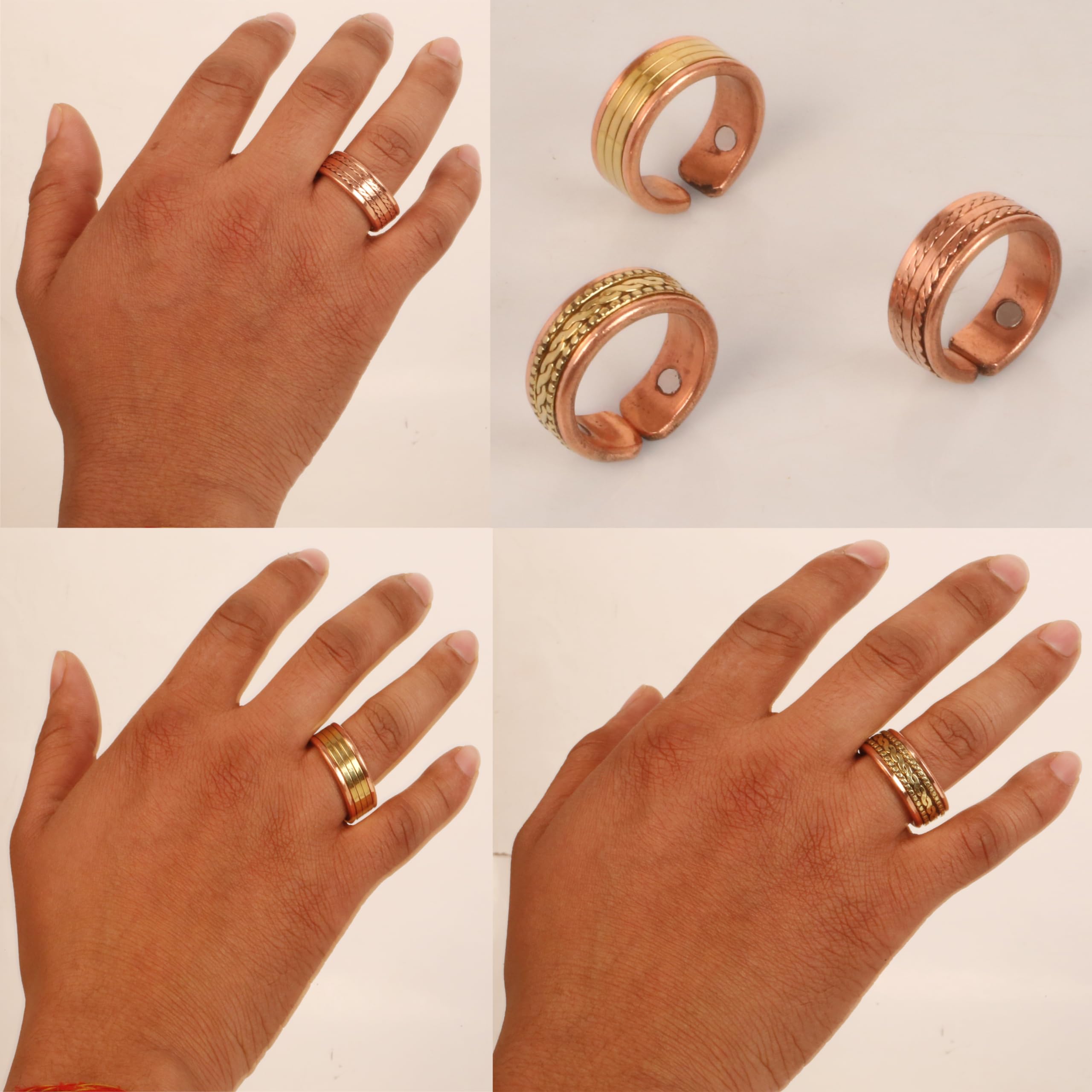 Touchstone Realizzato a mano da abili artigiani indiani Anello magnetico in rame puro resistente