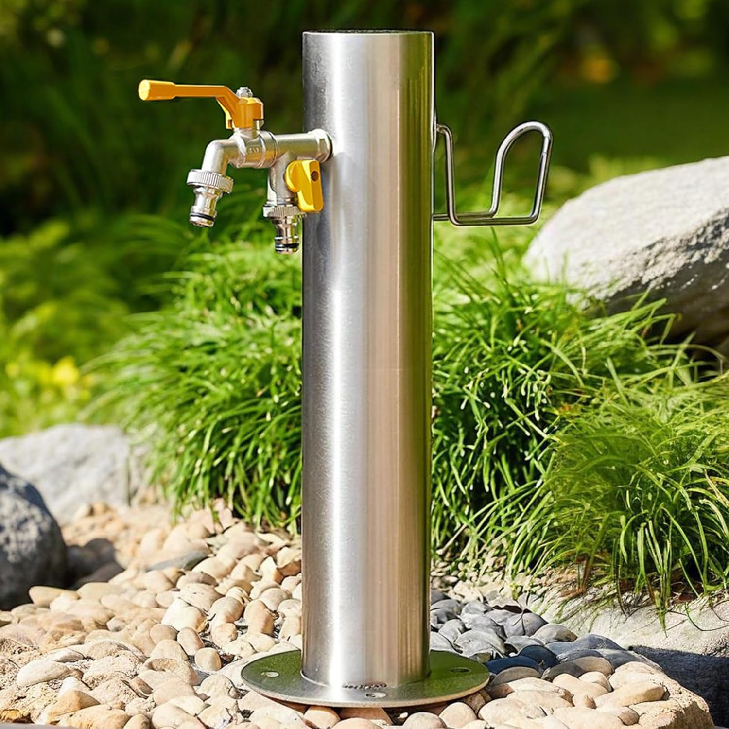 Vertical Garden Water Column - Outdoor Faucet Dispenser, Antifreeze Hydrant Fountain for Plant Irrigation, Silver B, 50x20.5cm (19.7x8.1in) - Perfect for Gardens & Patios