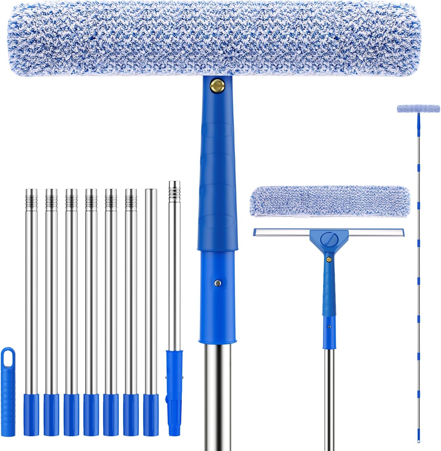3.2M Window Squeegee Cleaner Tool Kit with Long Handle Window Washing Squeegee Cleaning Equipment for Home Shower Glass Mirror Door Car