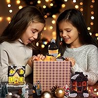 Vista 5 de Queekay Juego de 17 casas de pueblo de Navidad iluminadas de resina con figuras, accesorios de pueblo navideño, edificios coleccionables