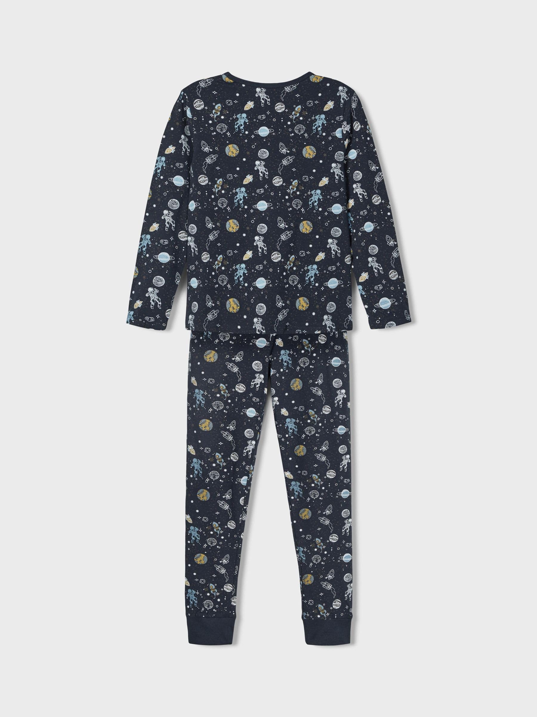 NAME IT Zestaw piżamowy chłopięcy Nkmnightset Dark Sapphire Space Noos, Dark Sapphire, 98-104