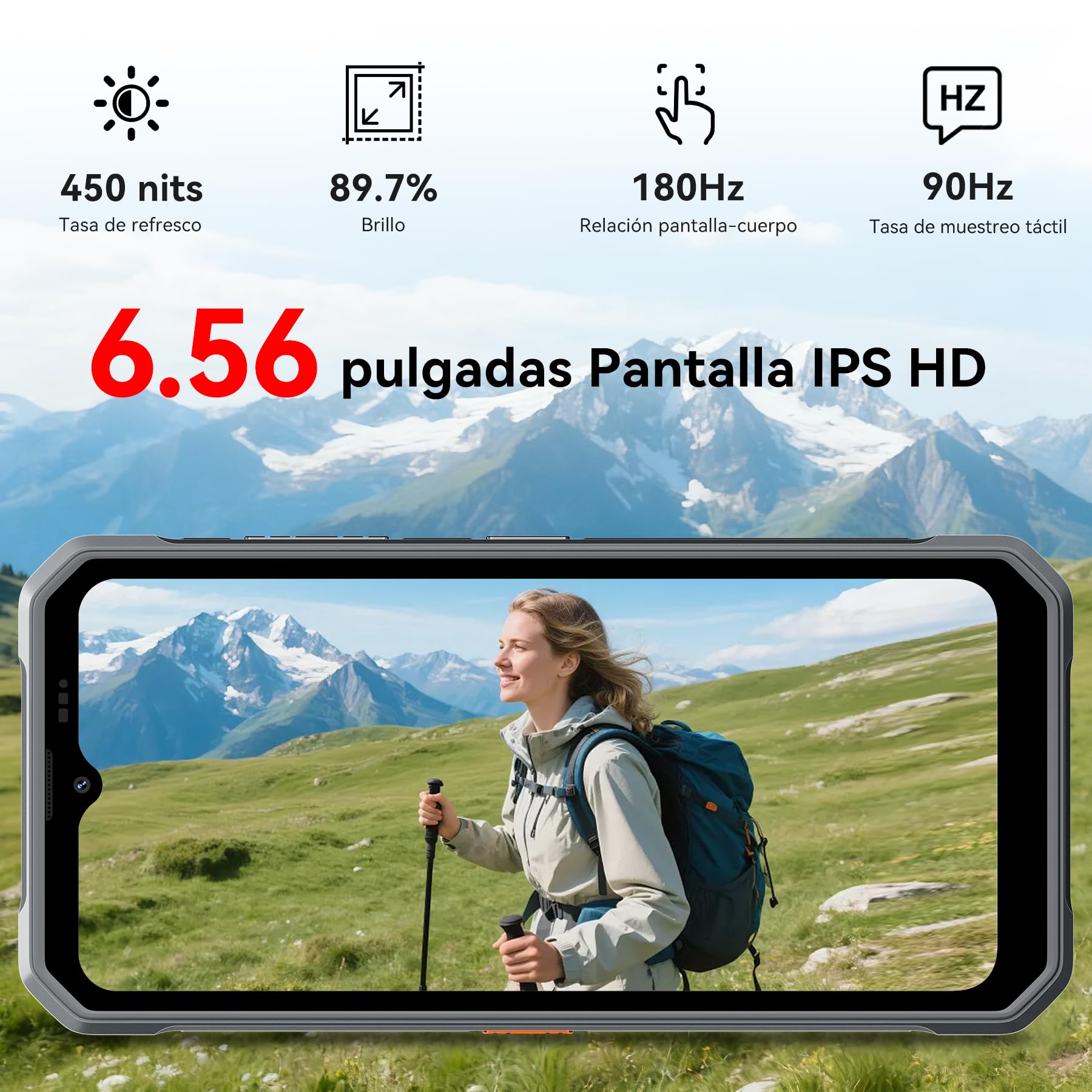 Blackview Movil Resistente Android 16 Ultrafino 245g/10.7mm, 24GB+128GB/TF 2TB, 6.56" 90Hz, 16MP+13MP AI Cámara Móvil Rugerizado, 4G Móvil Irrompible IP69K, NFC/Fingerprint/Modo Guante/3 Años Garantía
