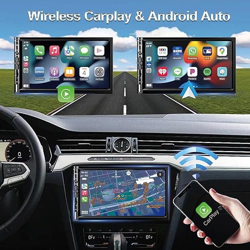 Miniatura 2 de Estéreo inalámbrico de doble DIN para automóvil de 7 pulgadas con Apple Carplay, pantalla táctil HD 1024 x 600, receptor de radio FM para automóvil