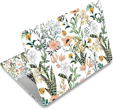 DINKY Laptop Skin Sticker Decal, 12 13 13.3 14 15 15.4 15.6 inch Laptop Universal Reusable Vinyl Skin Stickers Cover Art Decal Notebook PC Personalized Protector (Beautiful Floral)