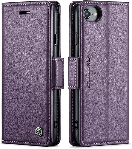 Miniatura 10 de QLTYPRI Funda tipo cartera para iPhone 78SE 2020SE 2022 5G, funda magnética de piel sintética de alta calidad con bloqueo RFID, ranuras para