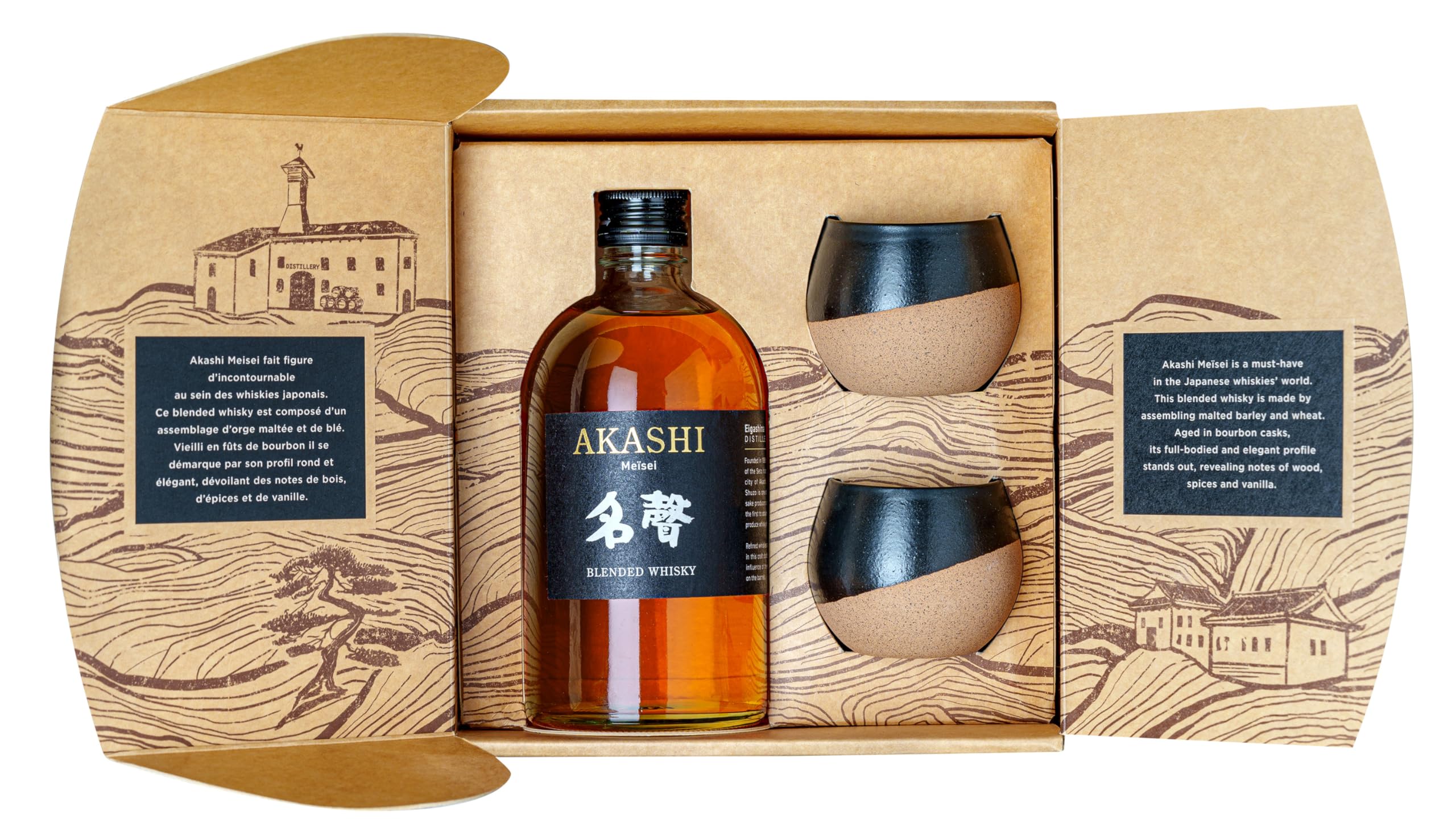 Akashi Whisky Meisei Special Pack con 2 Bicchieri"Japanese Style" - 500 ml