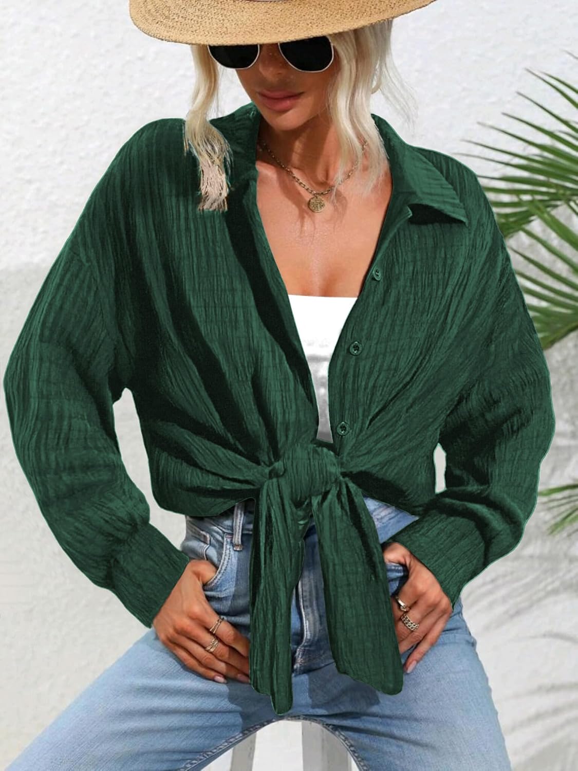 Women’s Button Down Shirt Long Sleeve Collared Blouse Loose Fit Casual Top for Fall Winter - Image 5