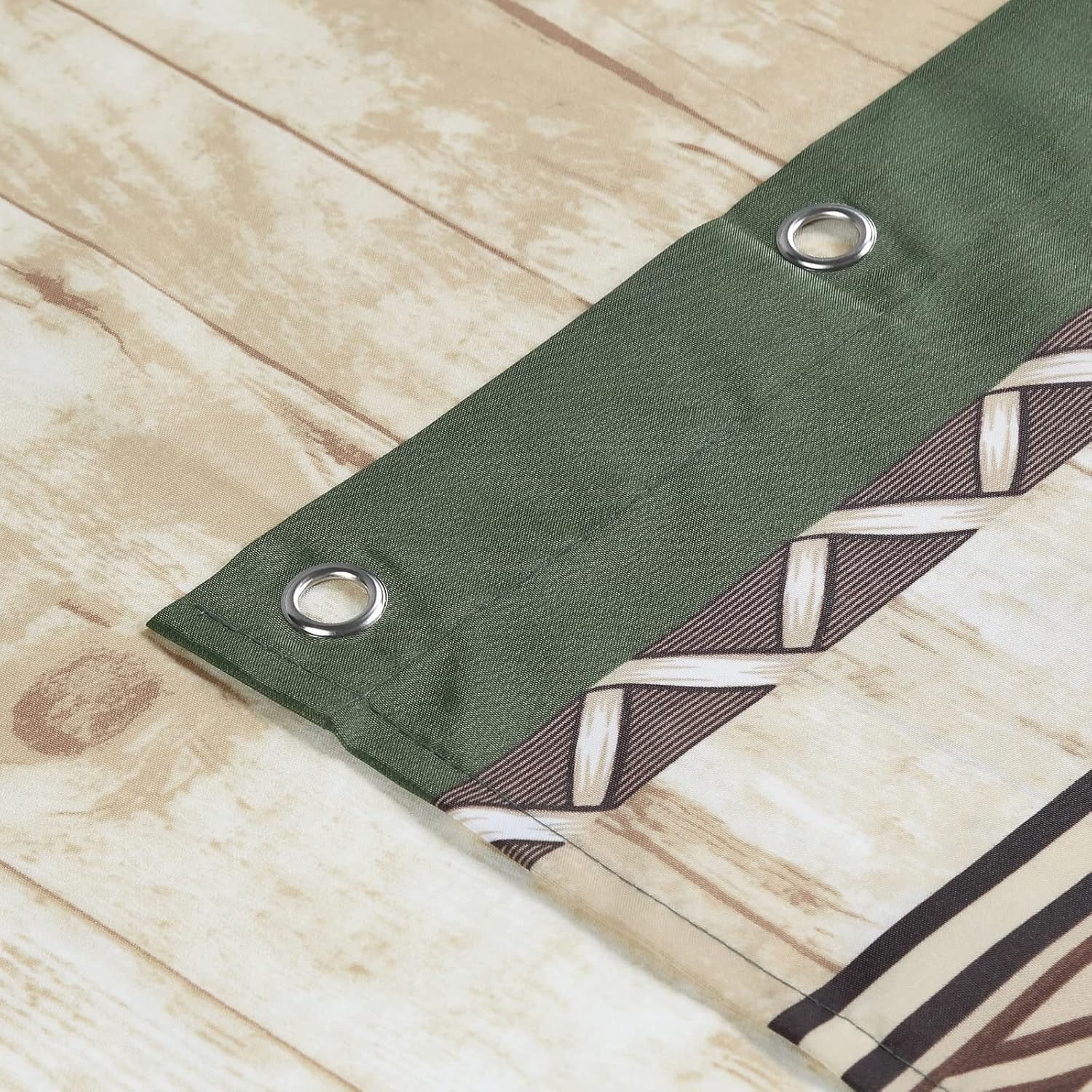 Woodland Vintage Bear Polyester Fabric Farmhouse Classic Lodge Deer Dk Green Printed Wood Grain Waterproof Shower Curtain for Bathroom,72" W x Extra 78" L