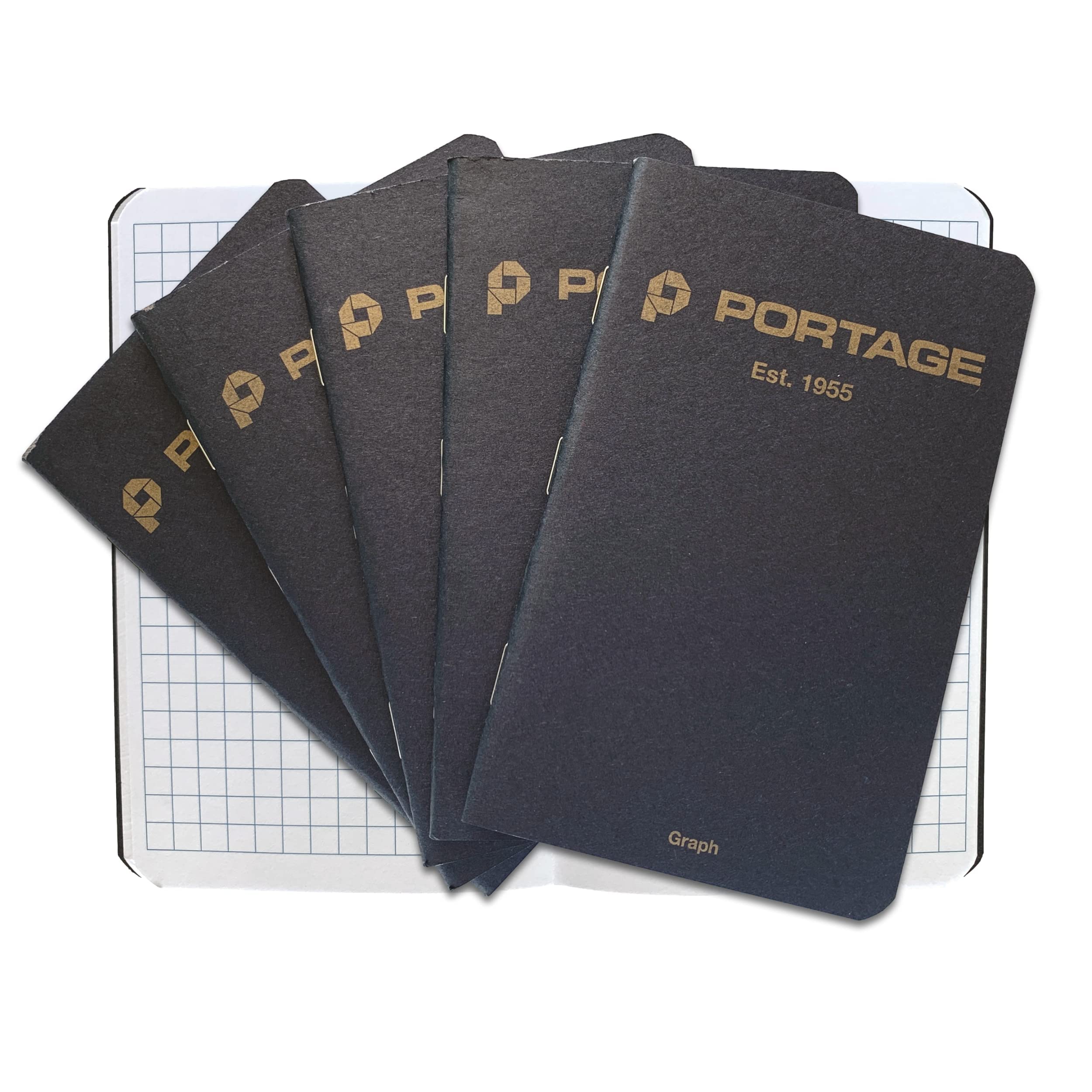 Portage Small Graph Notebook- Notepad for Field Notes, Black Graph Small Sketch Book, Pocket Notebook Journal for Taking Notes in the Field – 3.5 x 5.5 Inches, 64 Pages, (Pack of 6)
