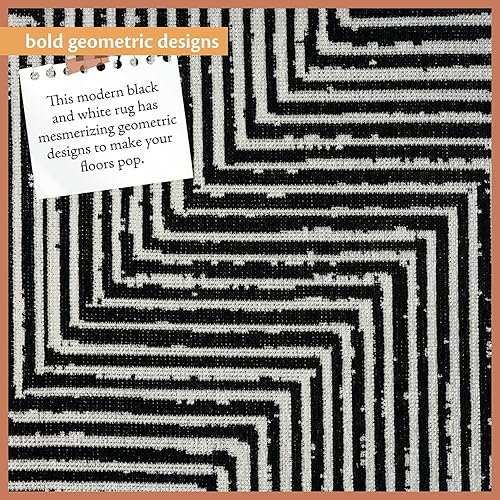 Miniatura 6 de Indigo Ink - Alfombra lavable, resistente a las manchas y fácil de limpiar, decoración bohemia geométrica (colección Panther, 6 x 9 pies)